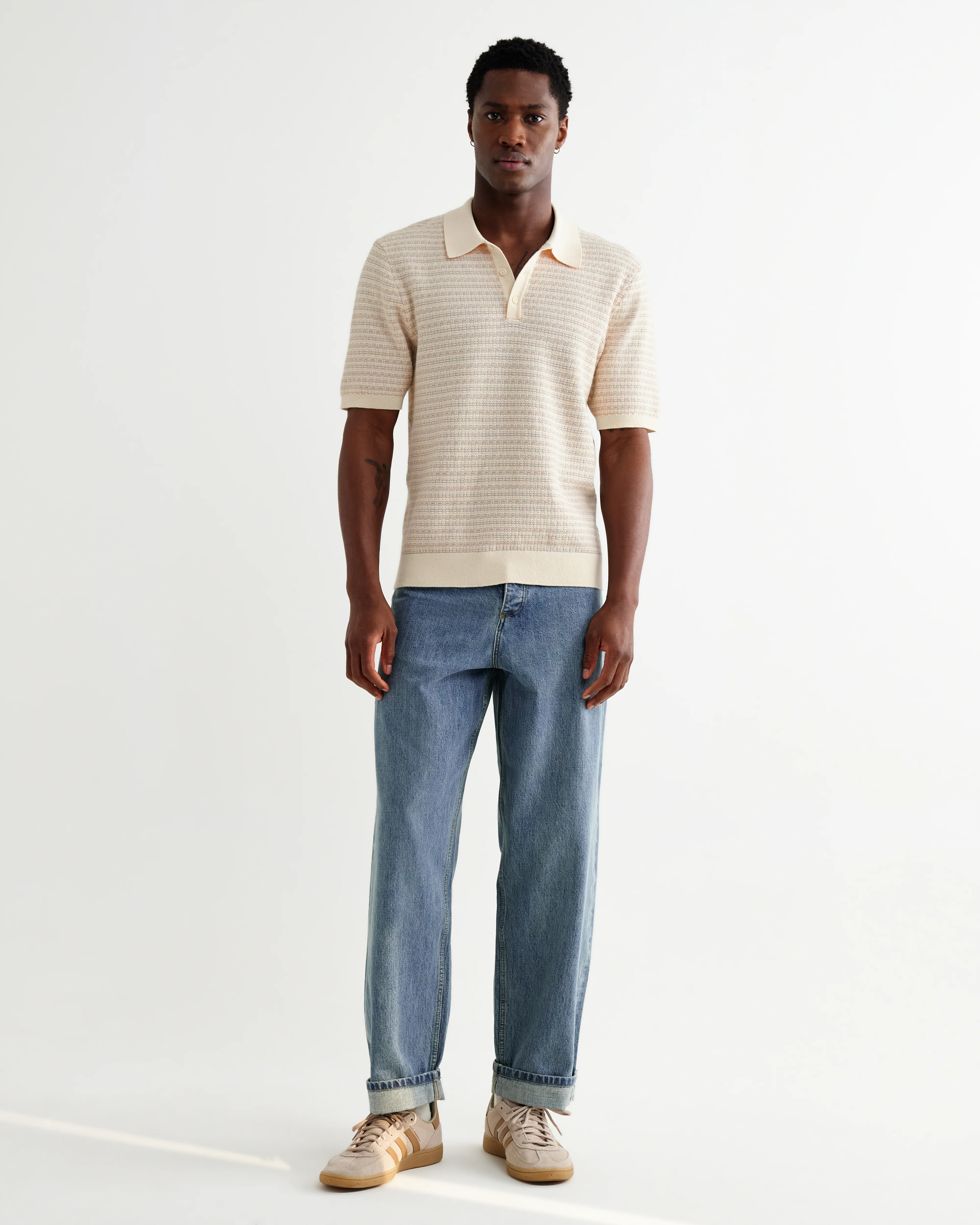 Naples - Natural Mini Geometric Knitted Polo - Image 5