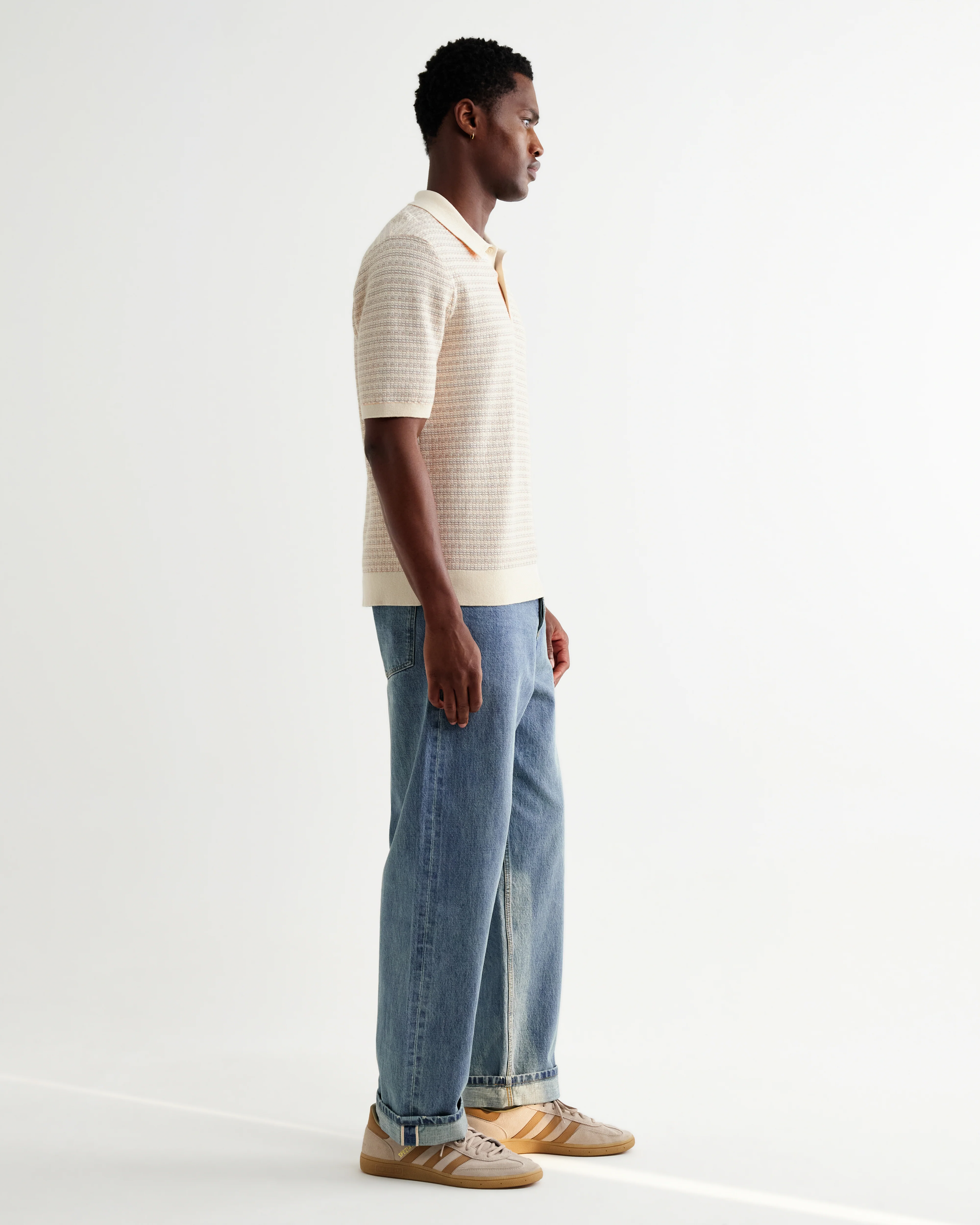 Naples - Natural Mini Geometric Knitted Polo - Image 6