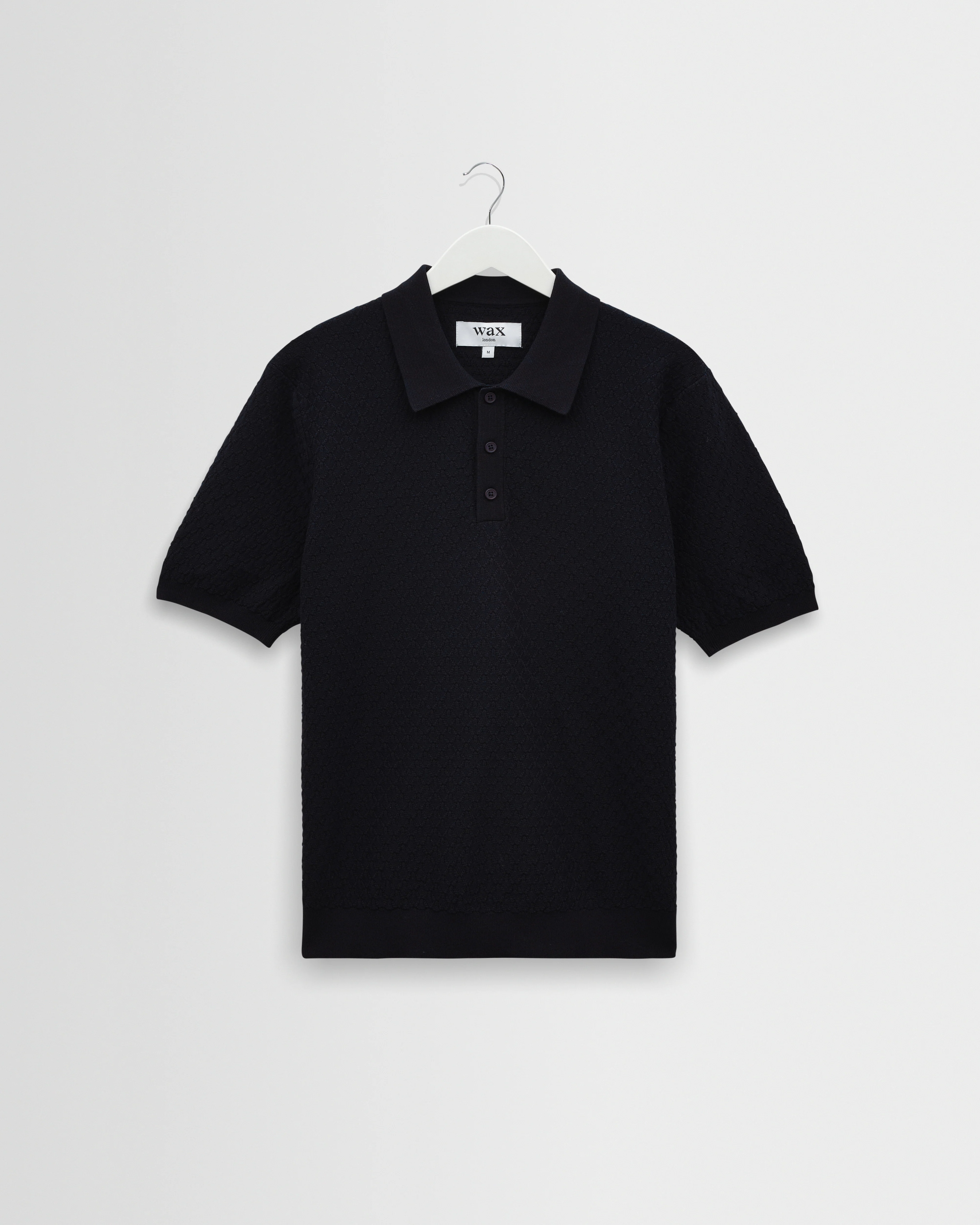 Naples - Navy Retro Diamond Knitted Polo