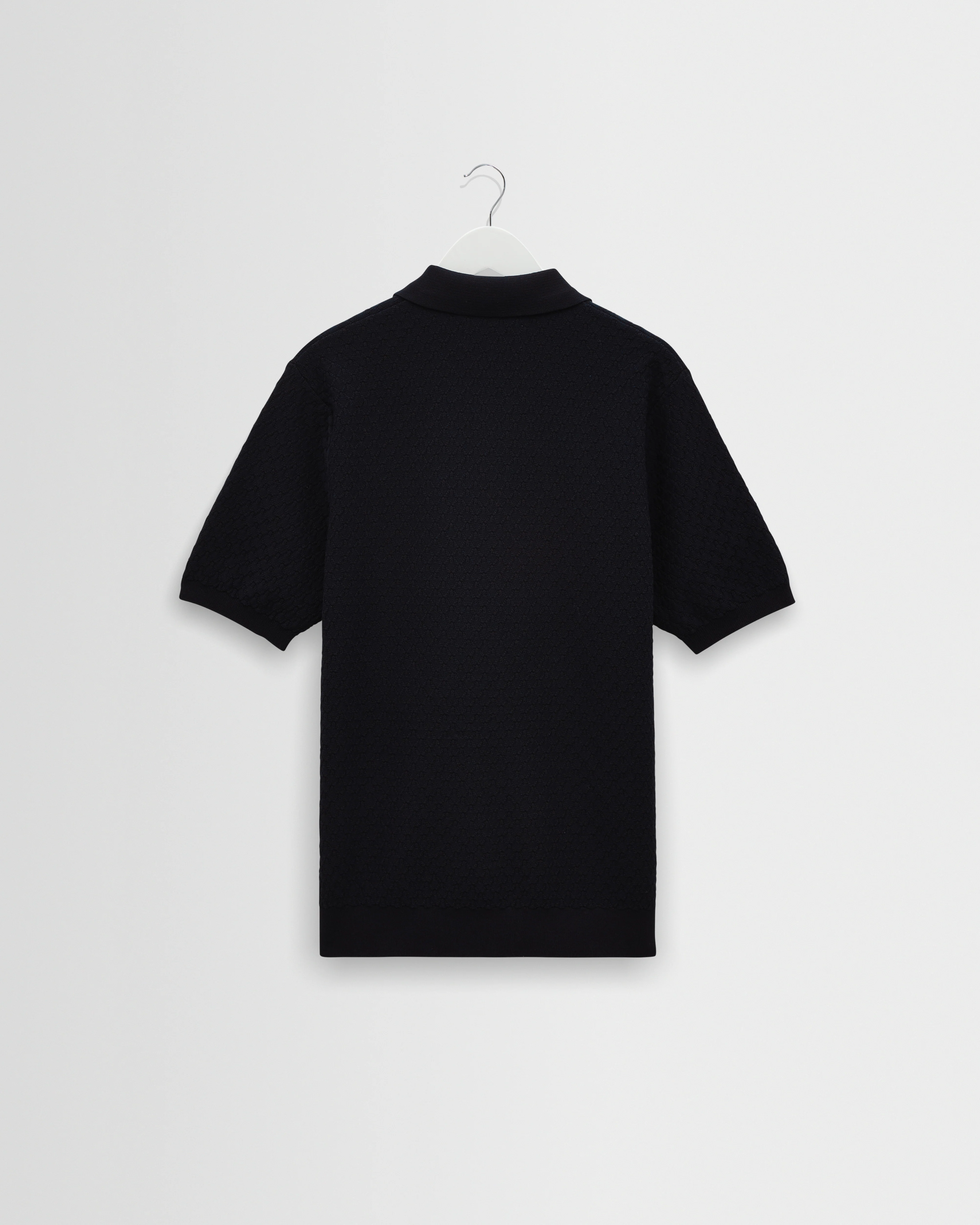 Naples - Navy Retro Diamond Knitted Polo - Image 7