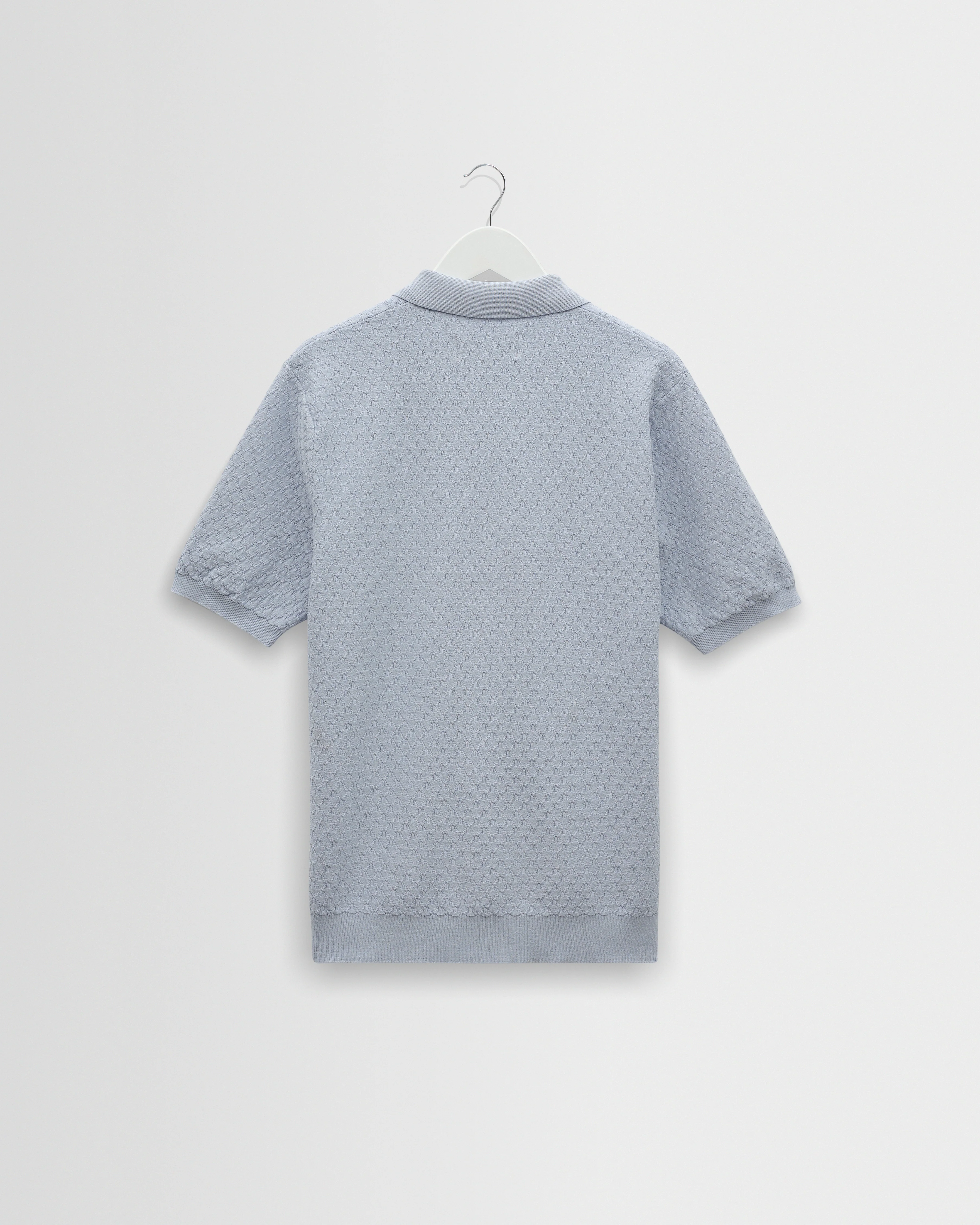 Naples - Pale Blue Retro Diamond Knitted Polo - Image 3