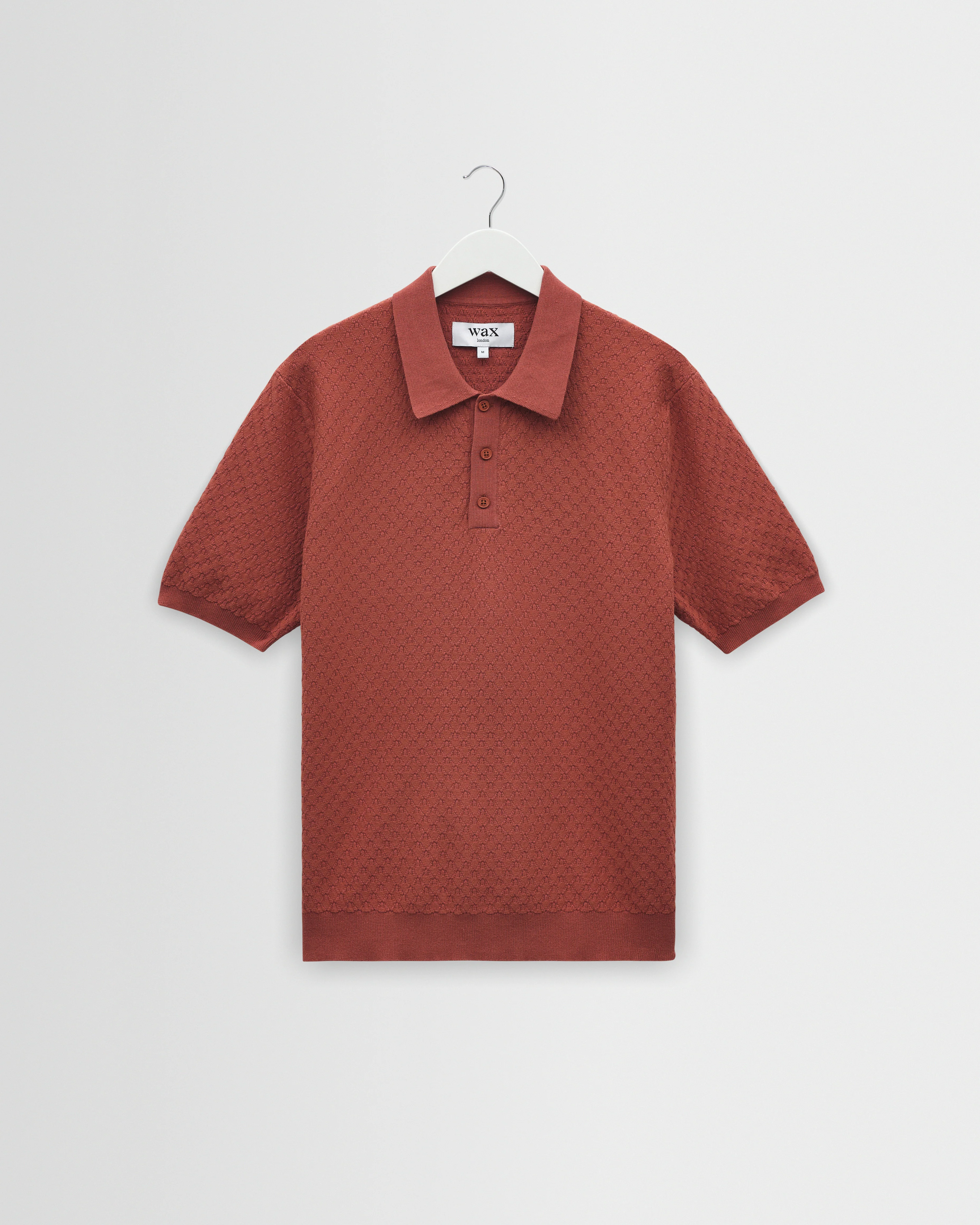 Naples - Rust Retro Diamond Knitted Polo