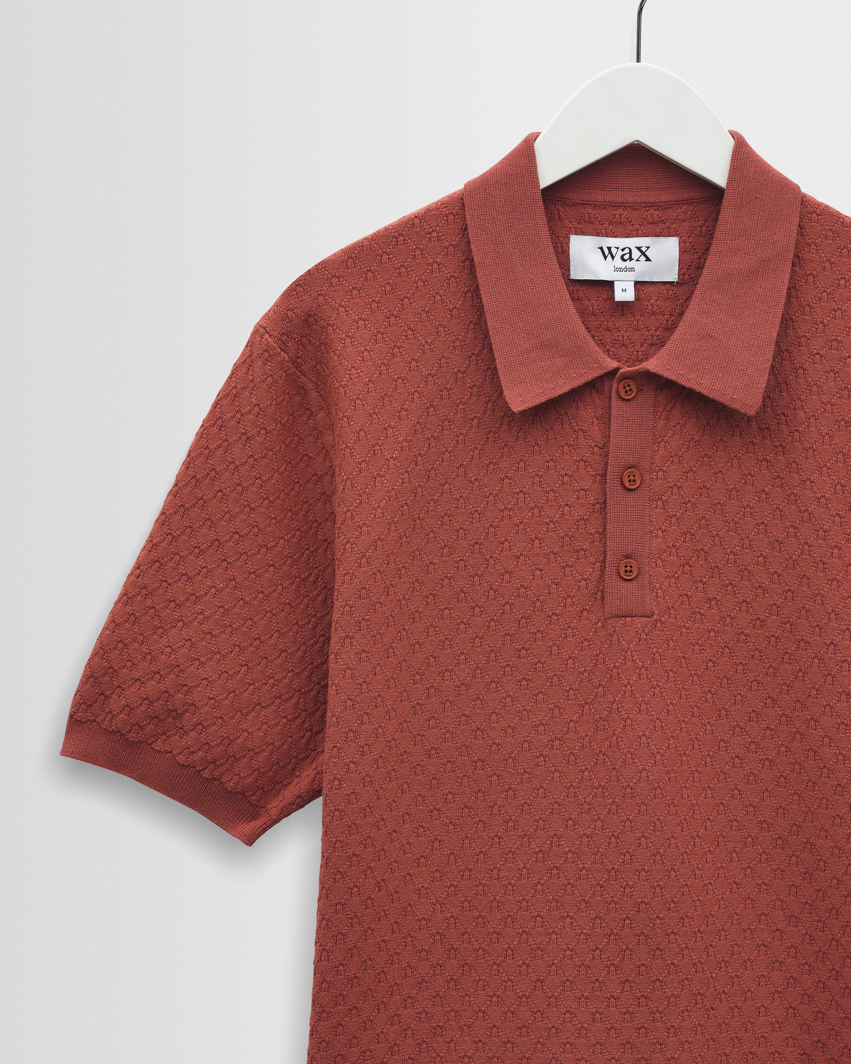 Naples - Rust Retro Diamond Knitted Polo - Image 7