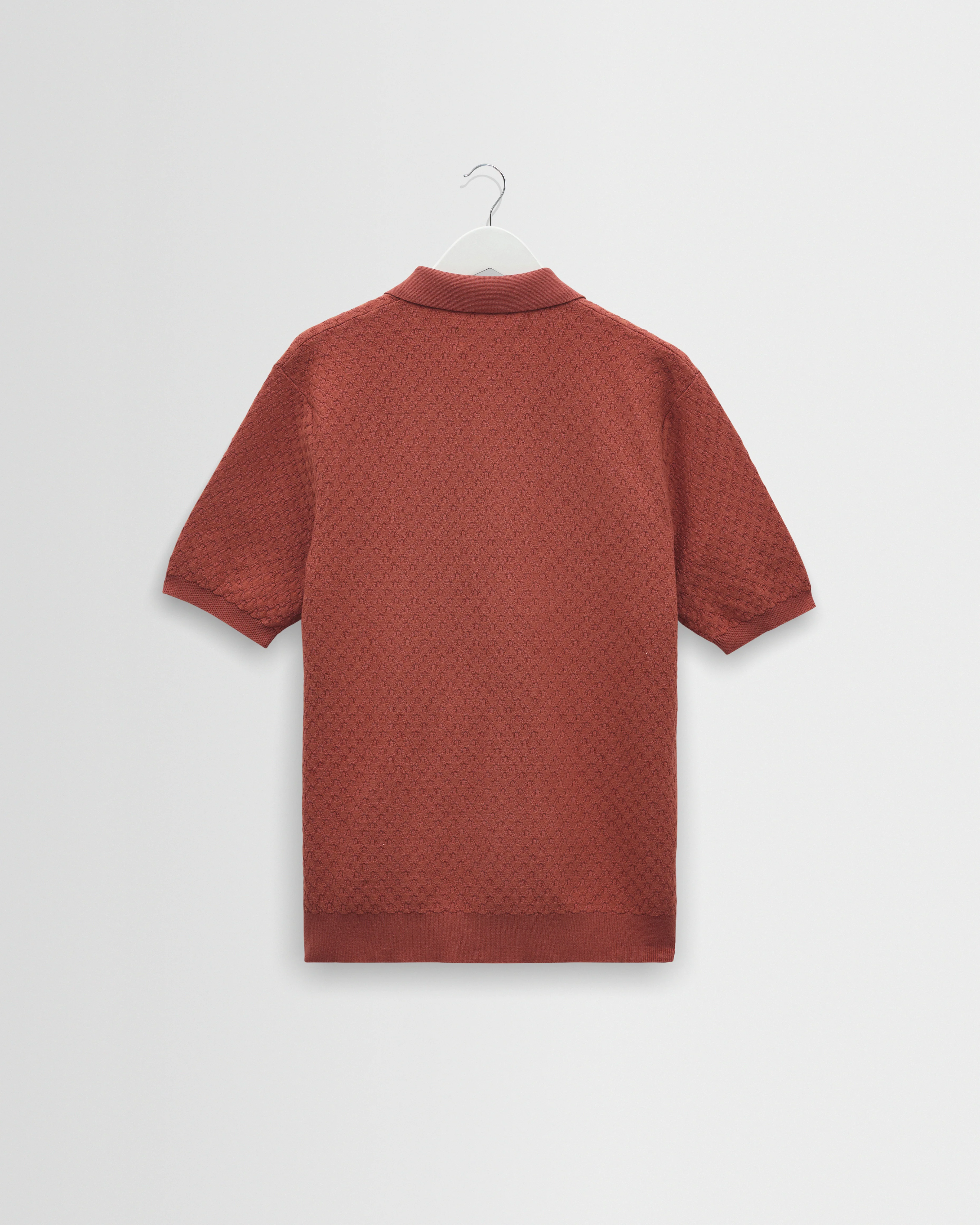 Naples - Rust Retro Diamond Knitted Polo - Image 8