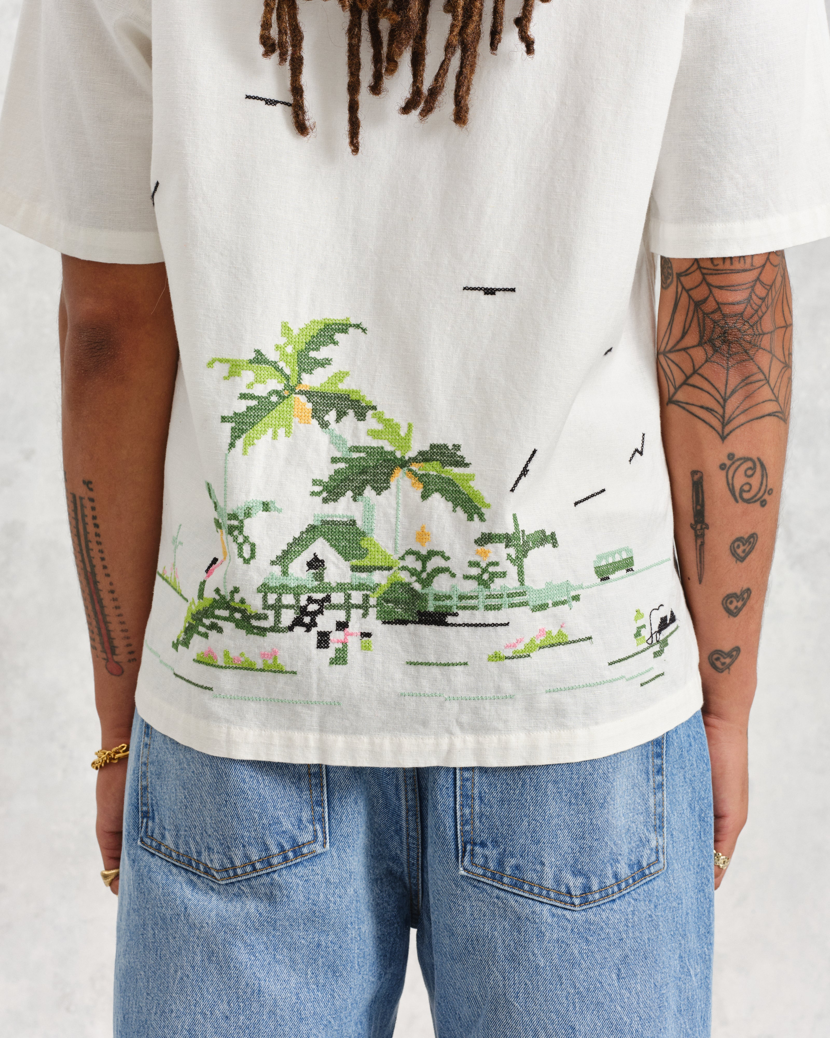 Newton - Ecru Paradise Stitch Short Sleeve Shirt - Image 5
