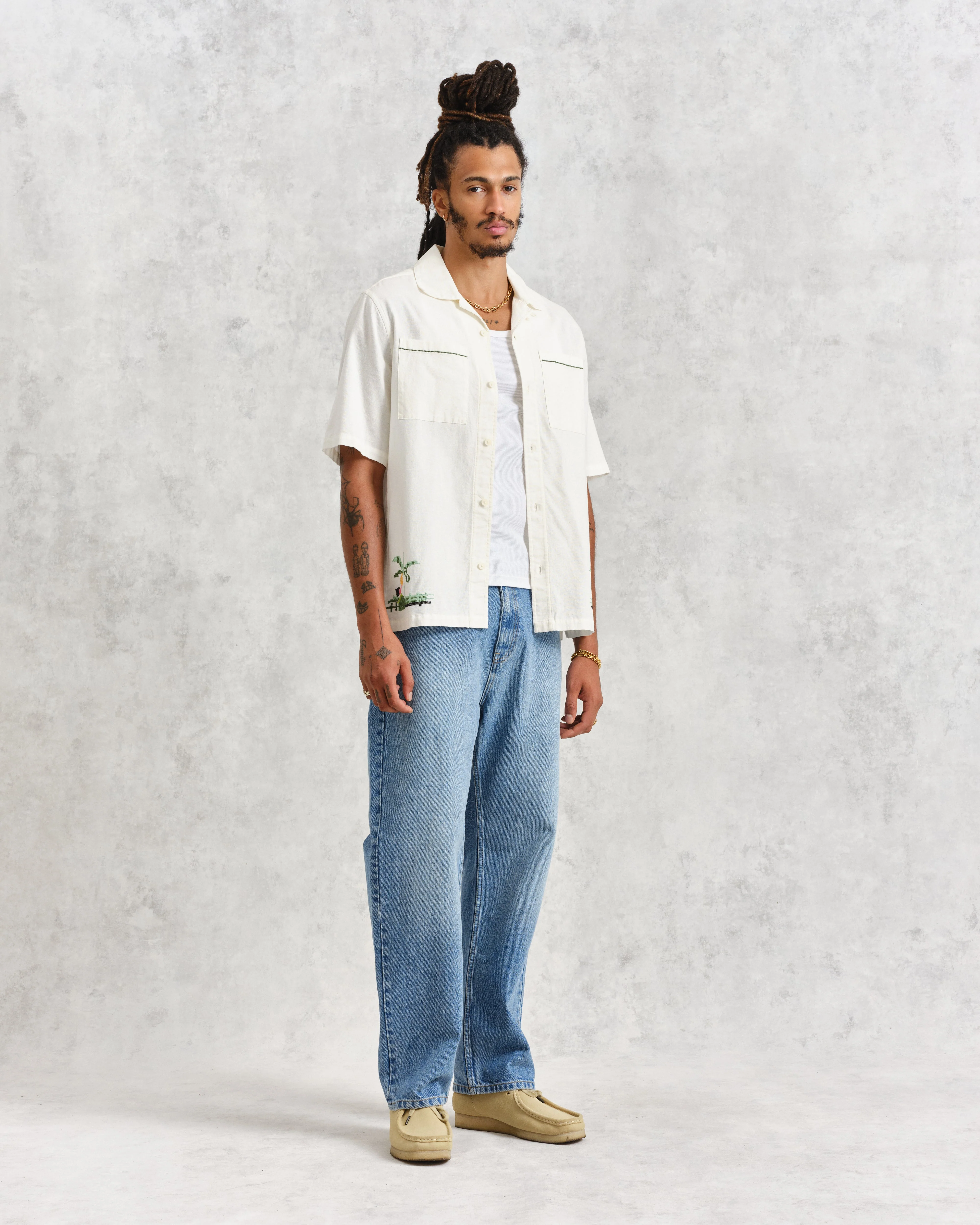 Newton - Ecru Paradise Stitch Short Sleeve Shirt - Image 7