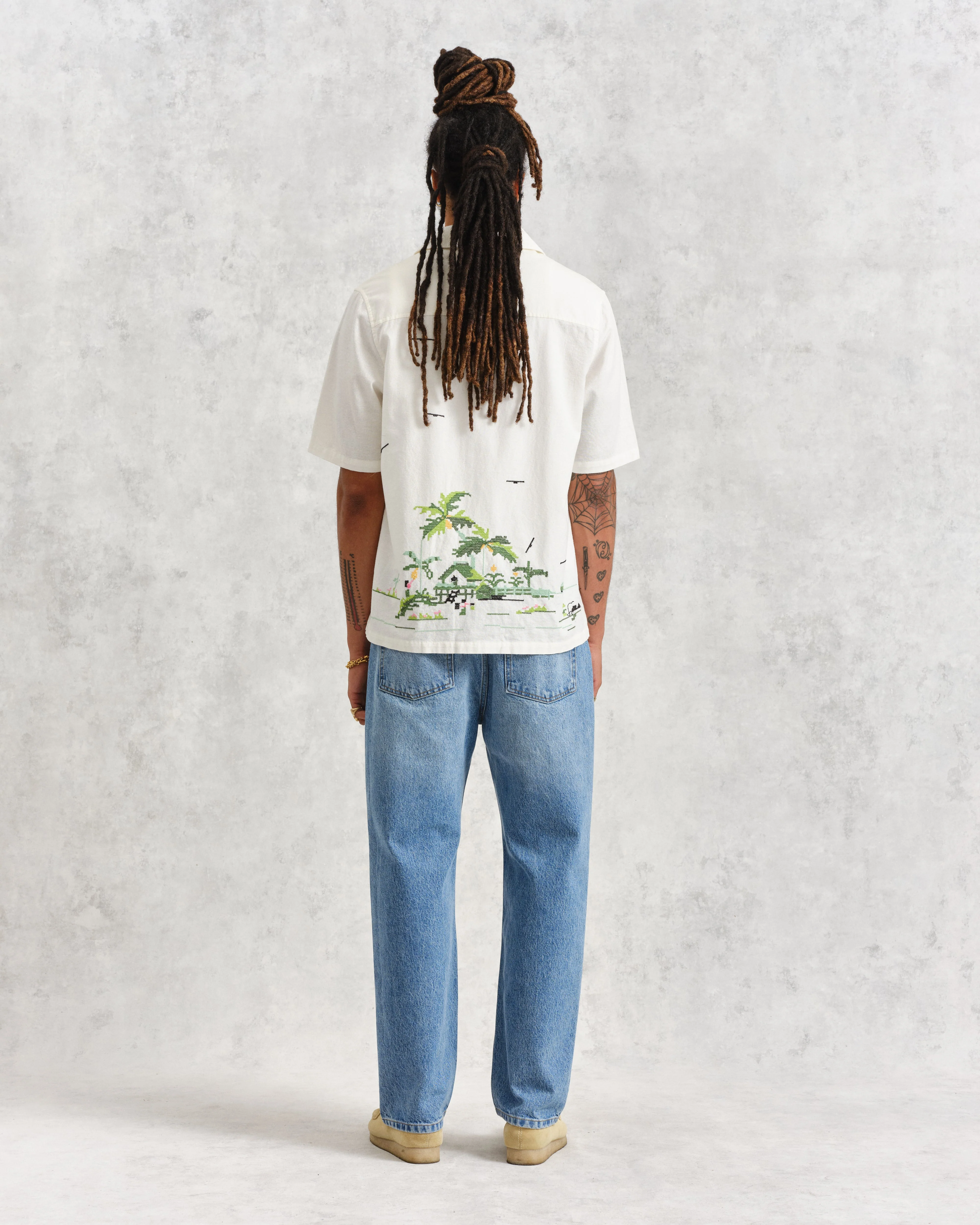 Newton - Ecru Paradise Stitch Short Sleeve Shirt - Image 8