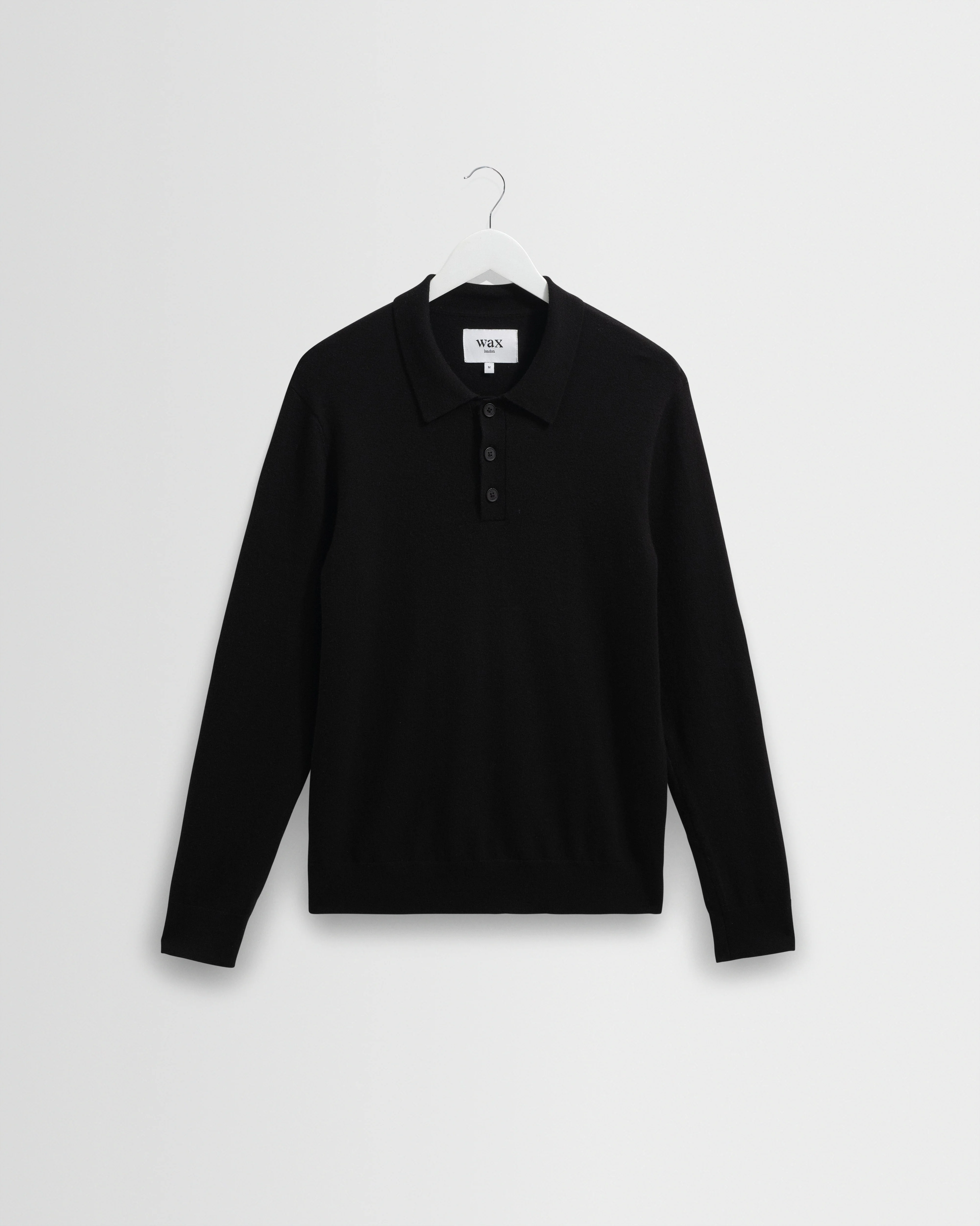 Oban - Black Worsted Wool Knitted Polo