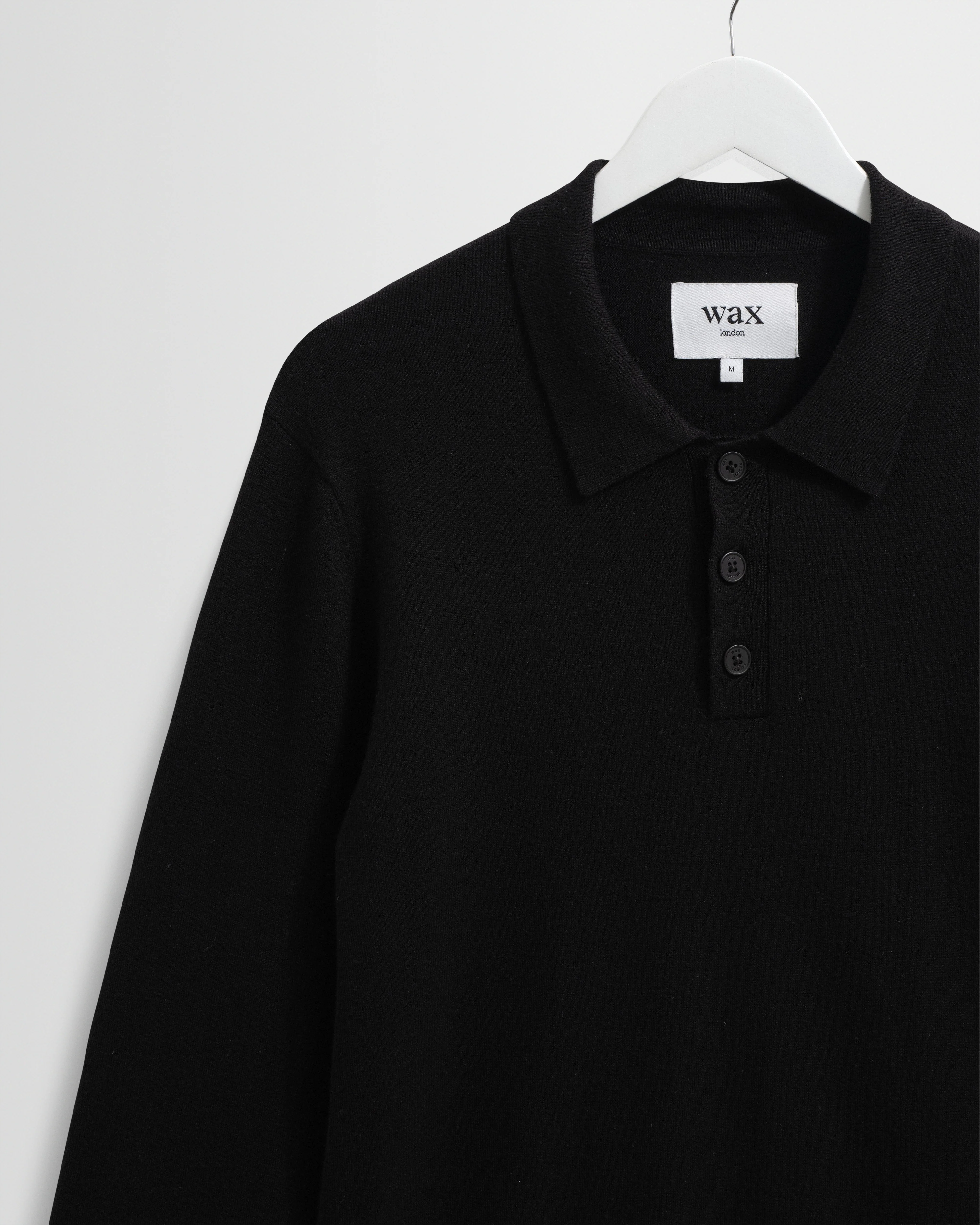 Oban - Black Worsted Wool Knitted Polo - Image 7
