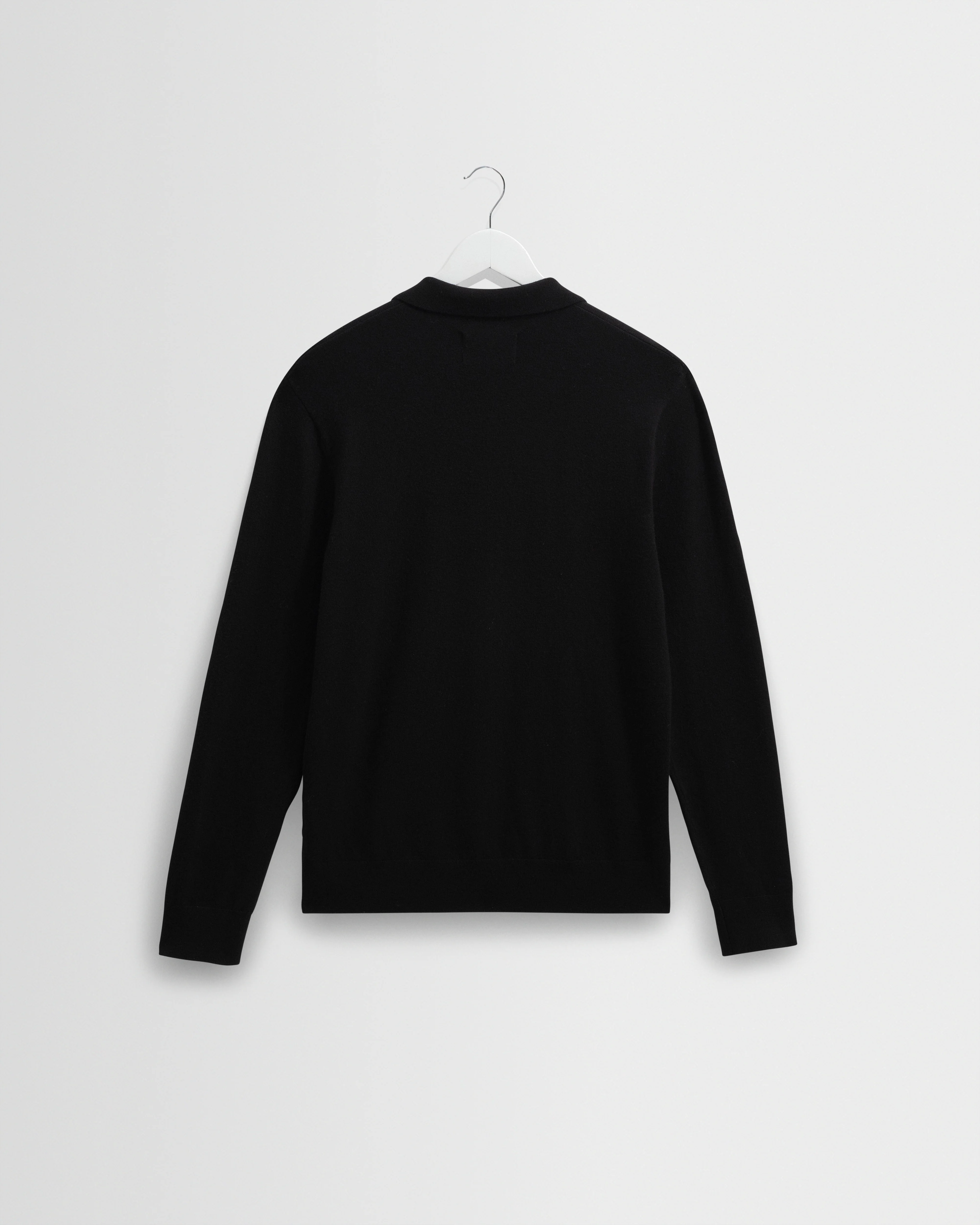 Oban - Black Worsted Wool Knitted Polo - Image 8