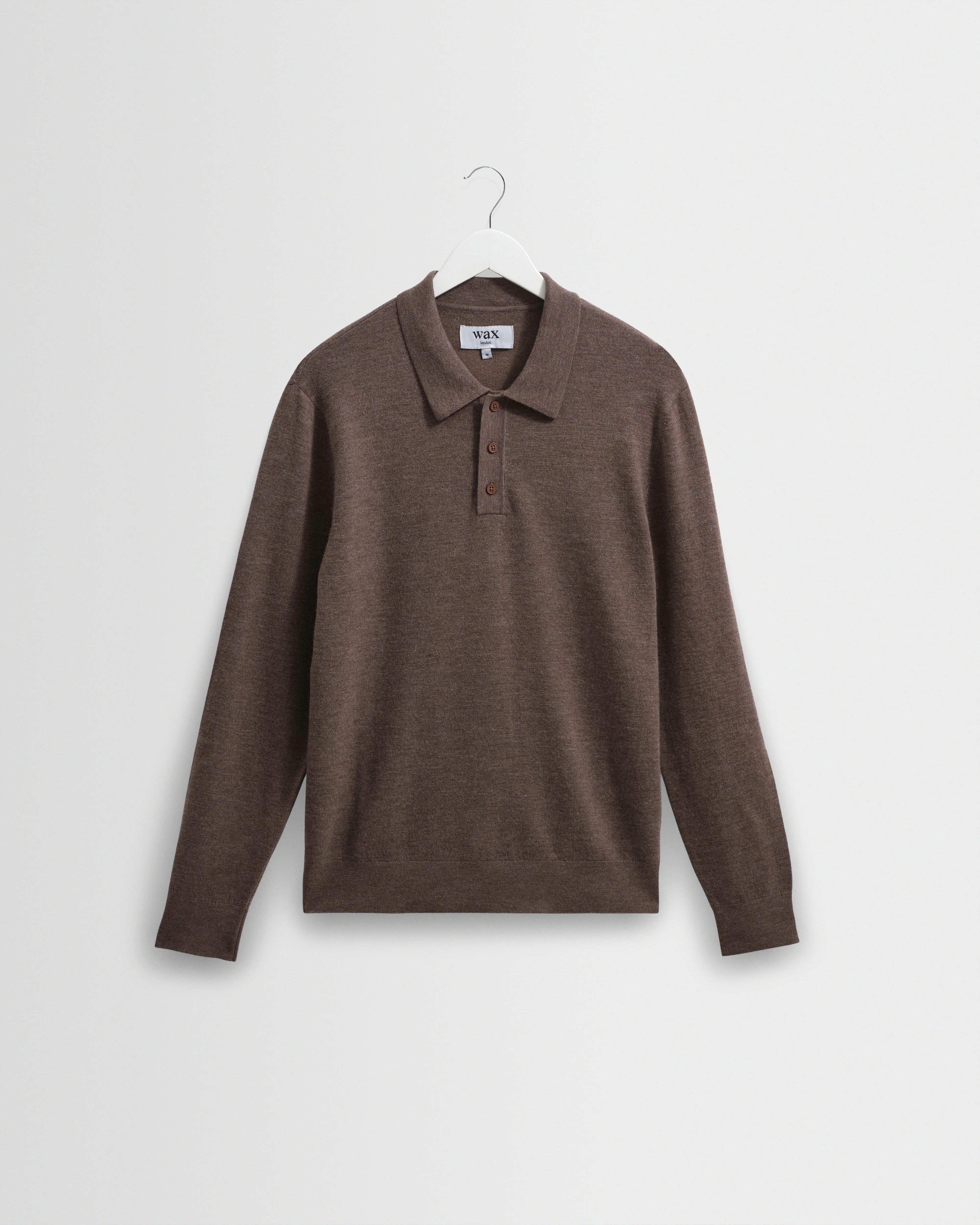 Oban - Brown Marl Worsted Wool Knitted Polo