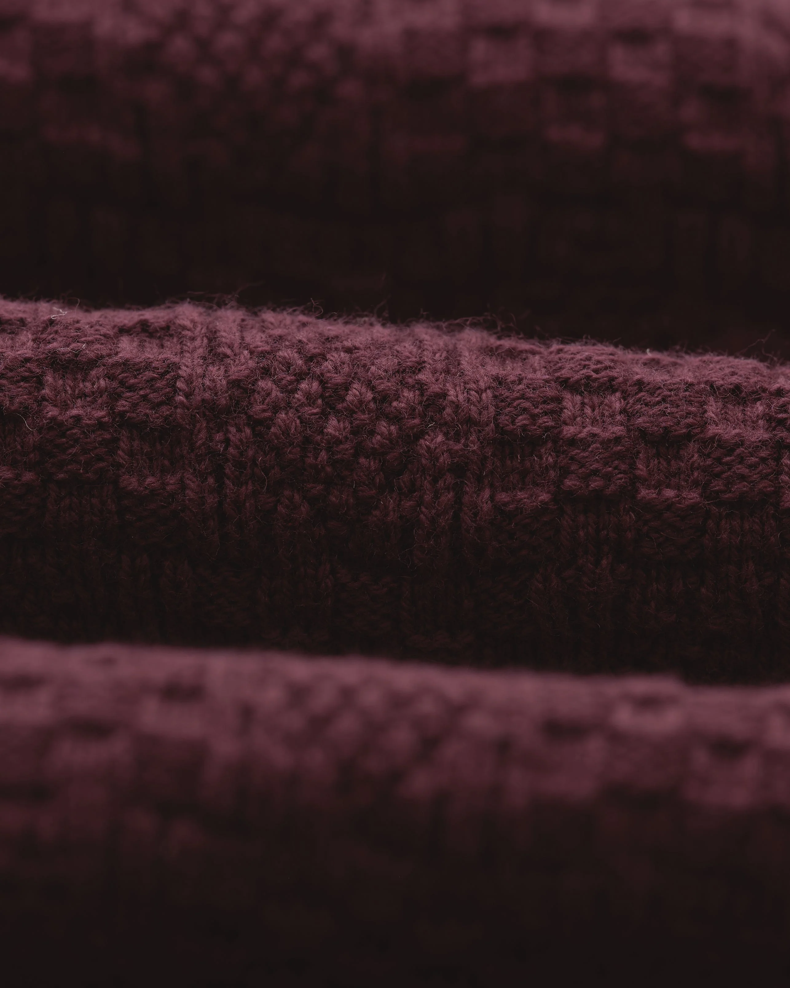 Oban - Burgundy Textured-Check Knitted Long Sleeve Polo Shirt - Image 10