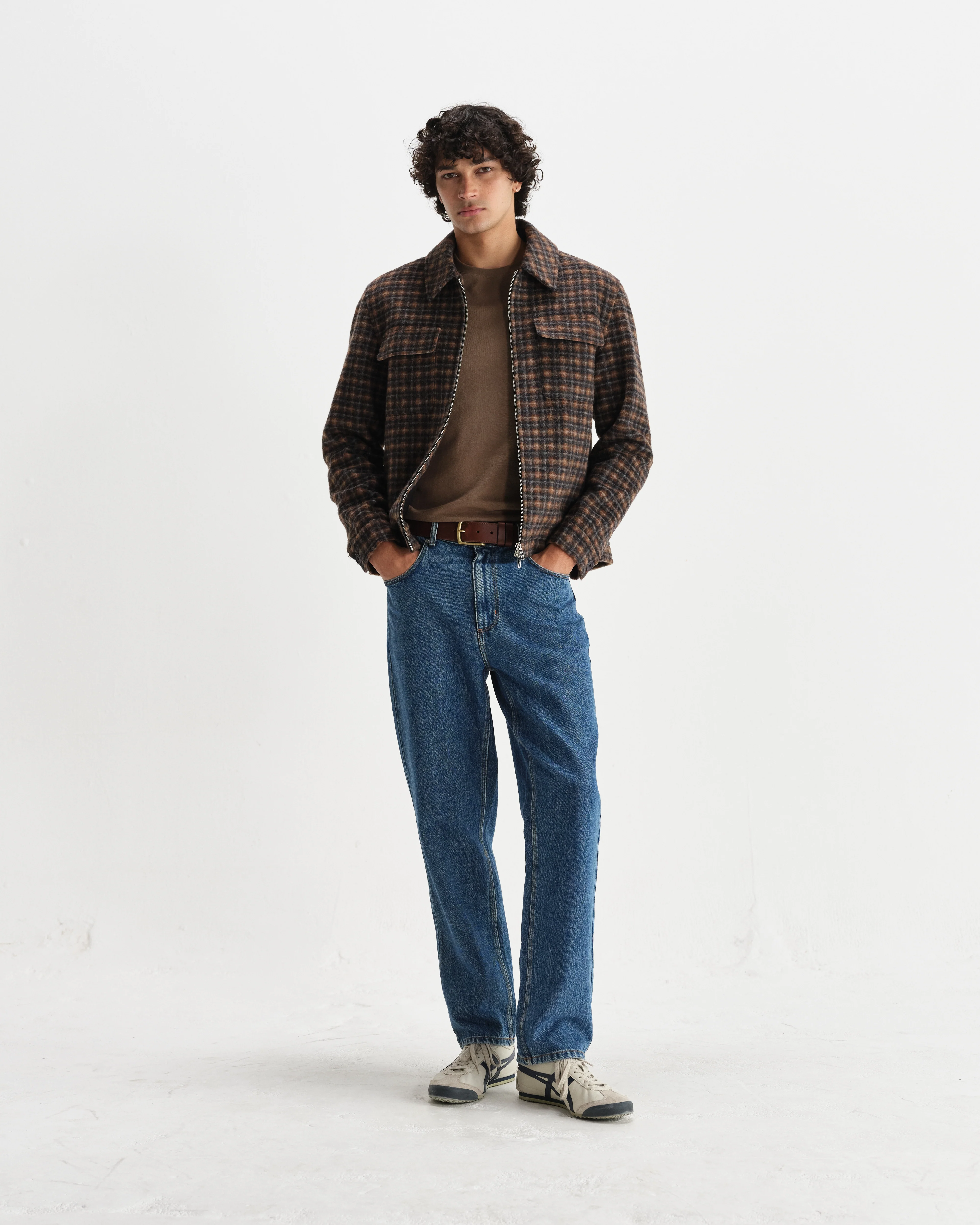 Osier - Navy And Brown Drawn-Check Wool Jacket - Image 4