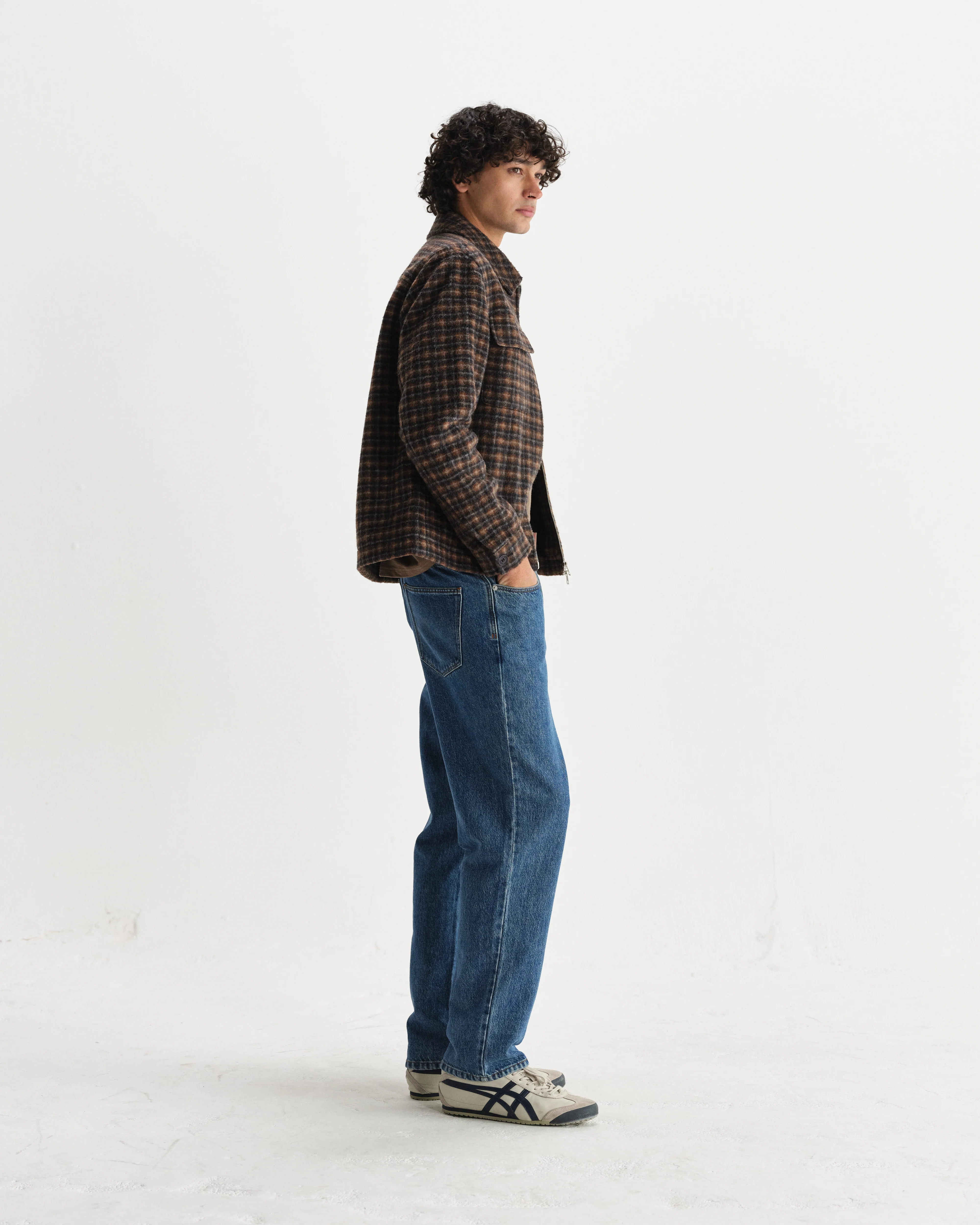 Osier - Navy And Brown Drawn-Check Wool Jacket - Image 5