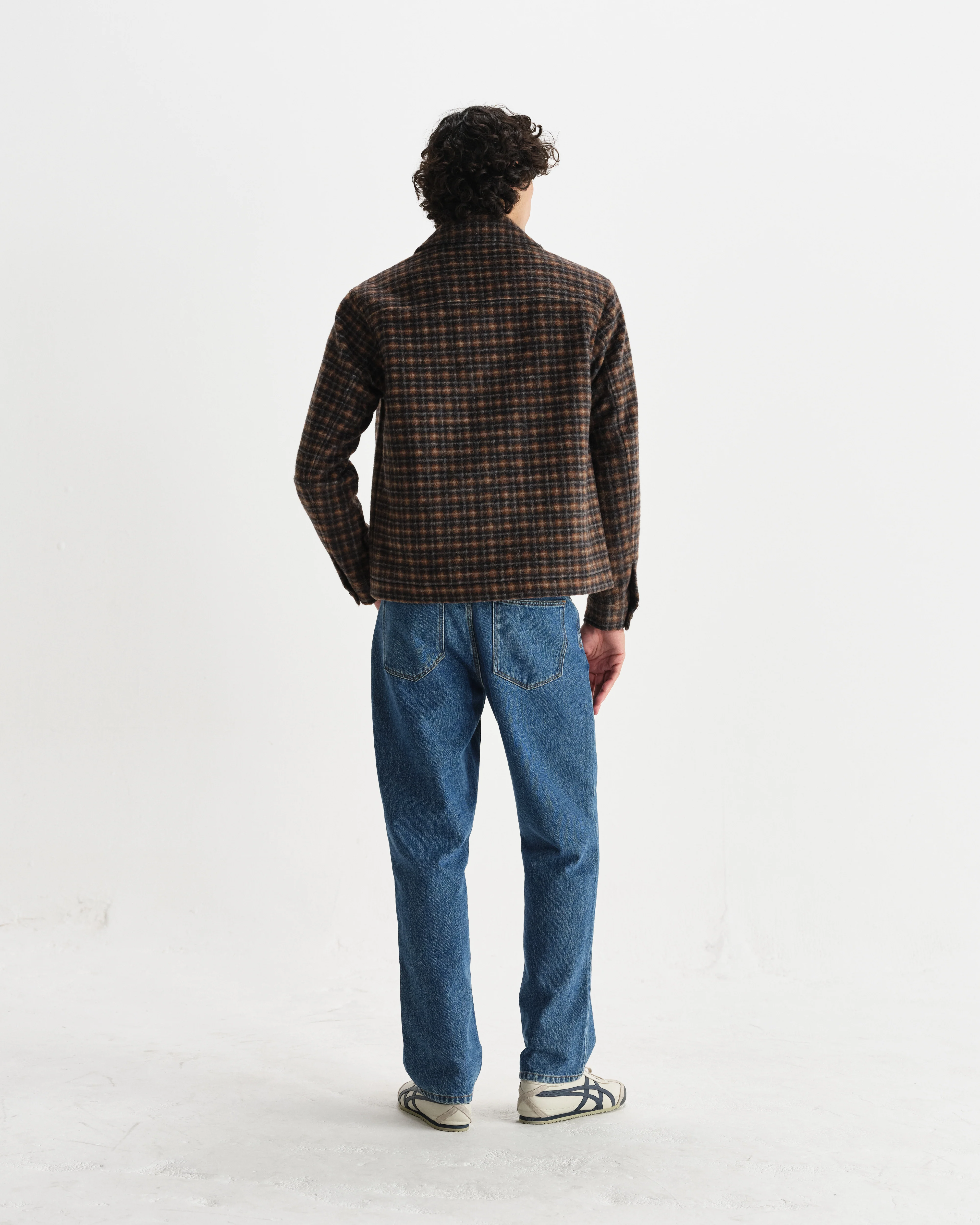 Osier - Navy And Brown Drawn-Check Wool Jacket - Image 6