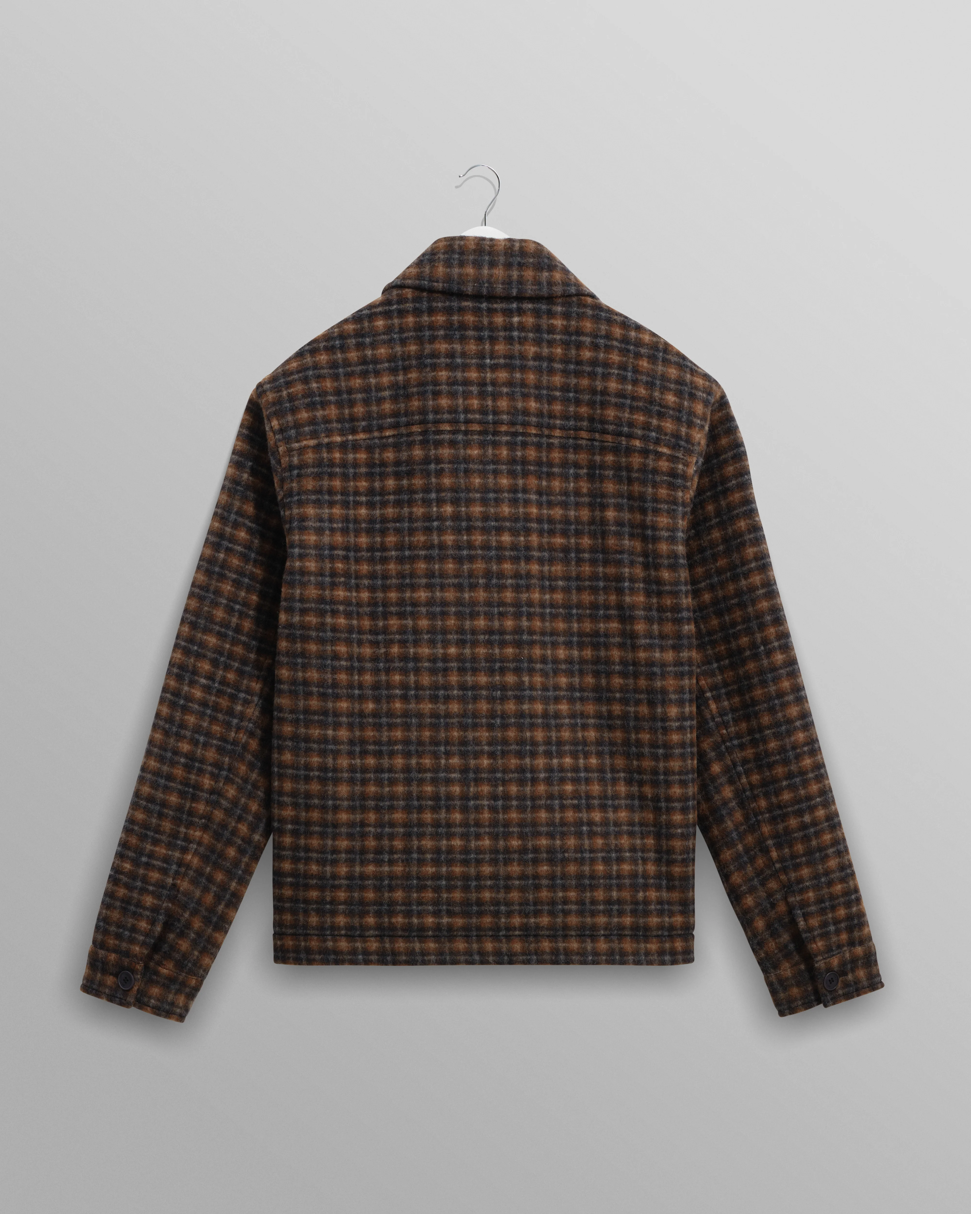 Osier - Navy And Brown Drawn-Check Wool Jacket - Image 8