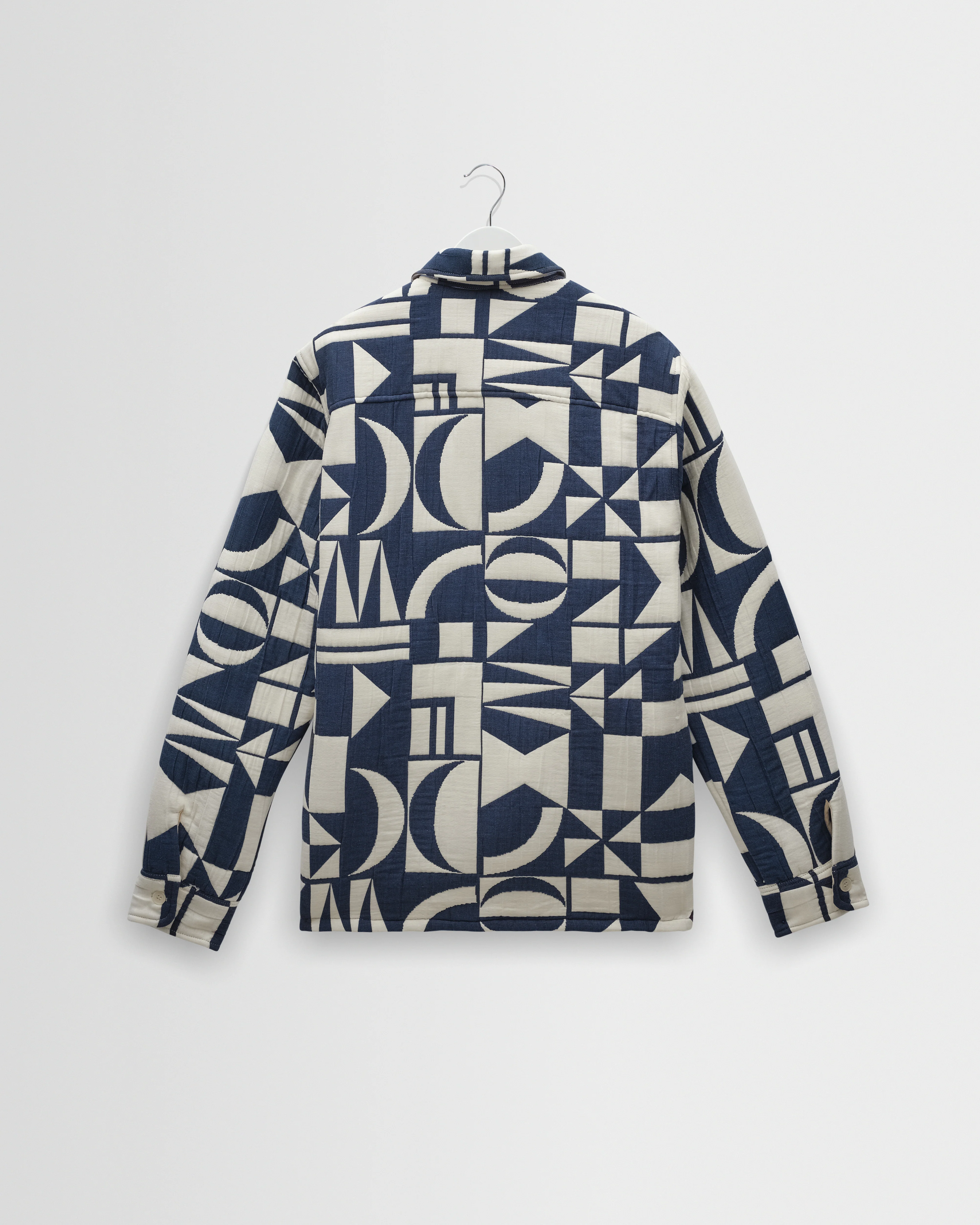 Otto - Blue And Ecru Quilted Jacquard Overshirt - Image 8
