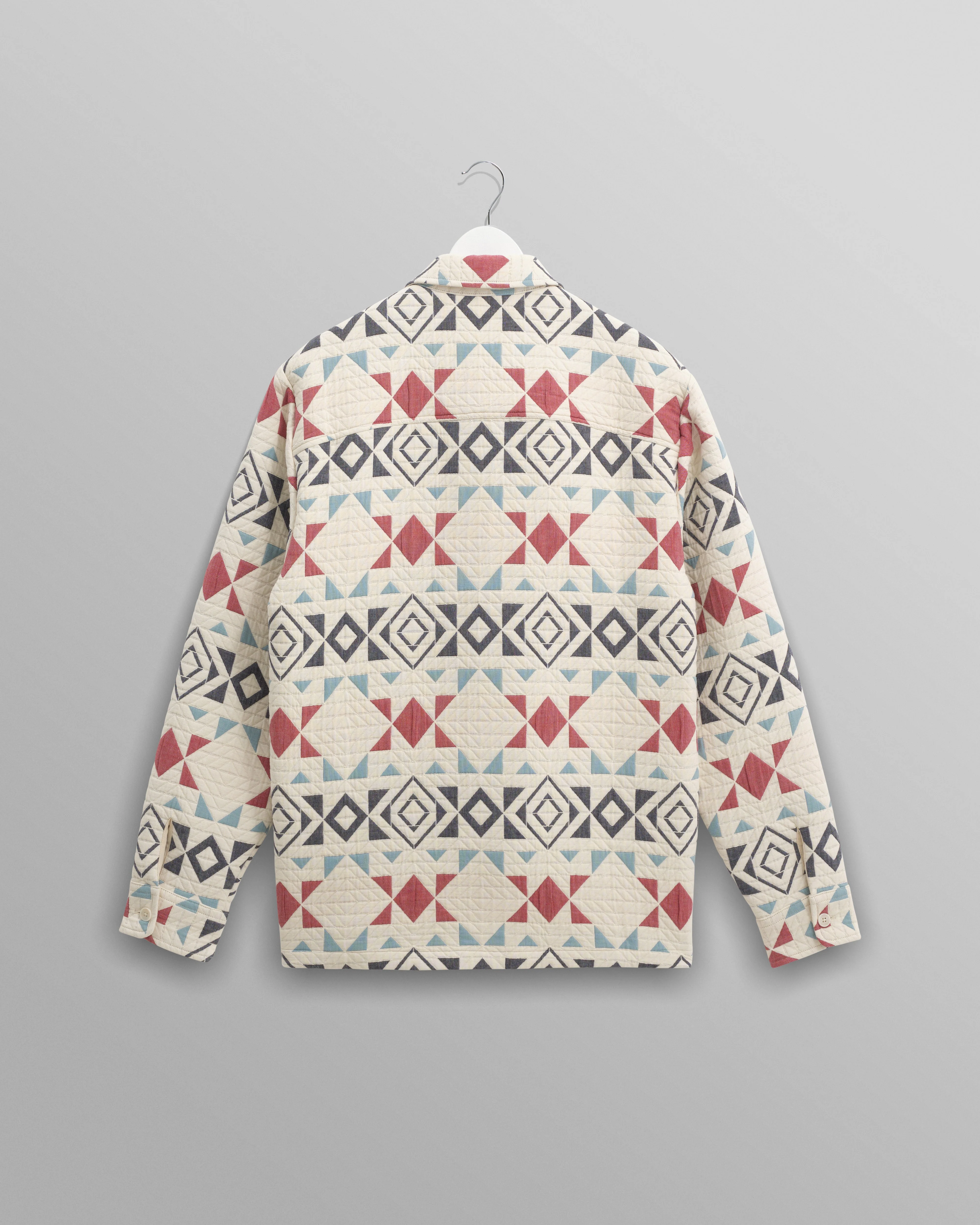 Otto - Ecru And Red Quilted Overshirt - Image 10
