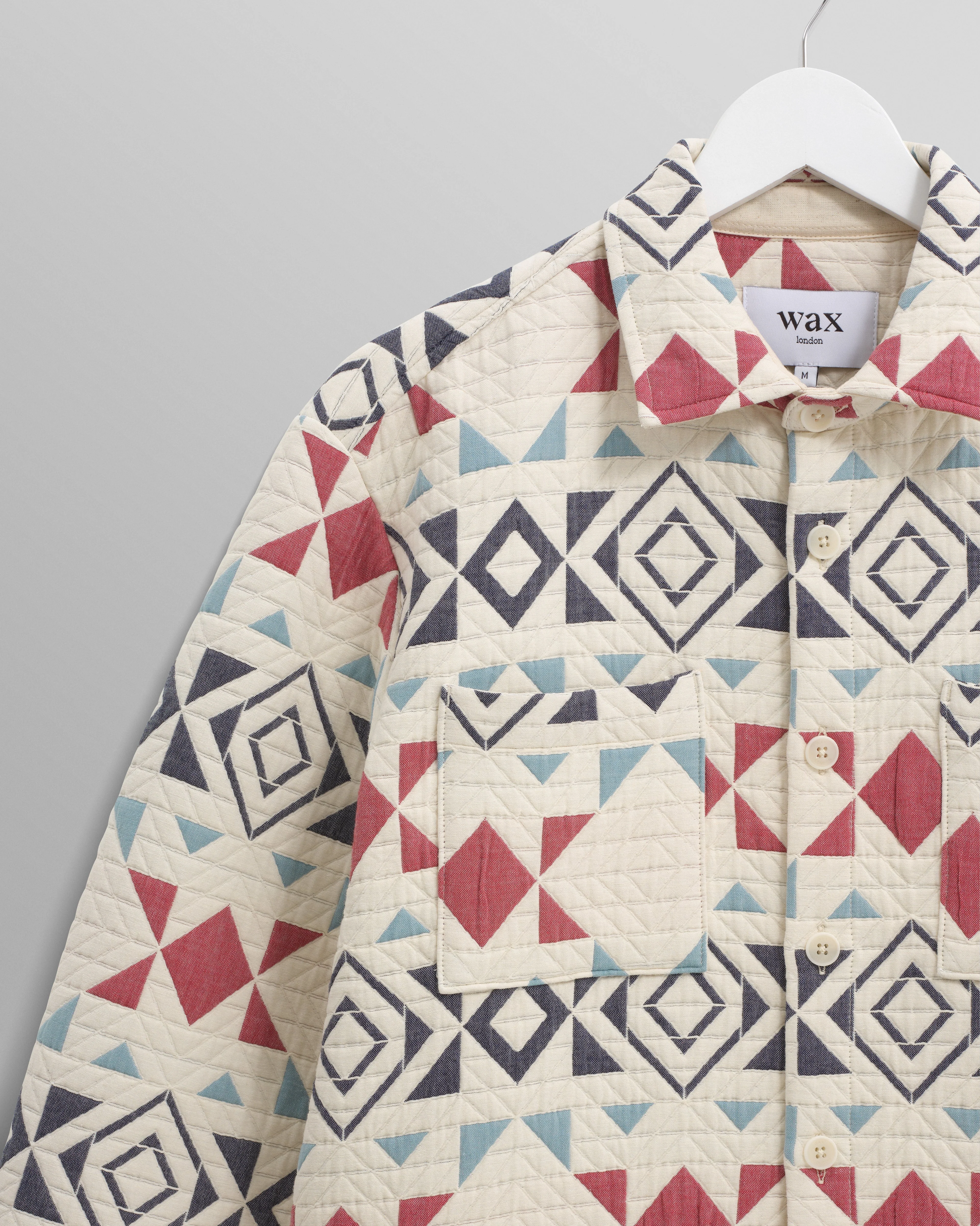 Otto - Ecru And Red Quilted Overshirt - Image 9