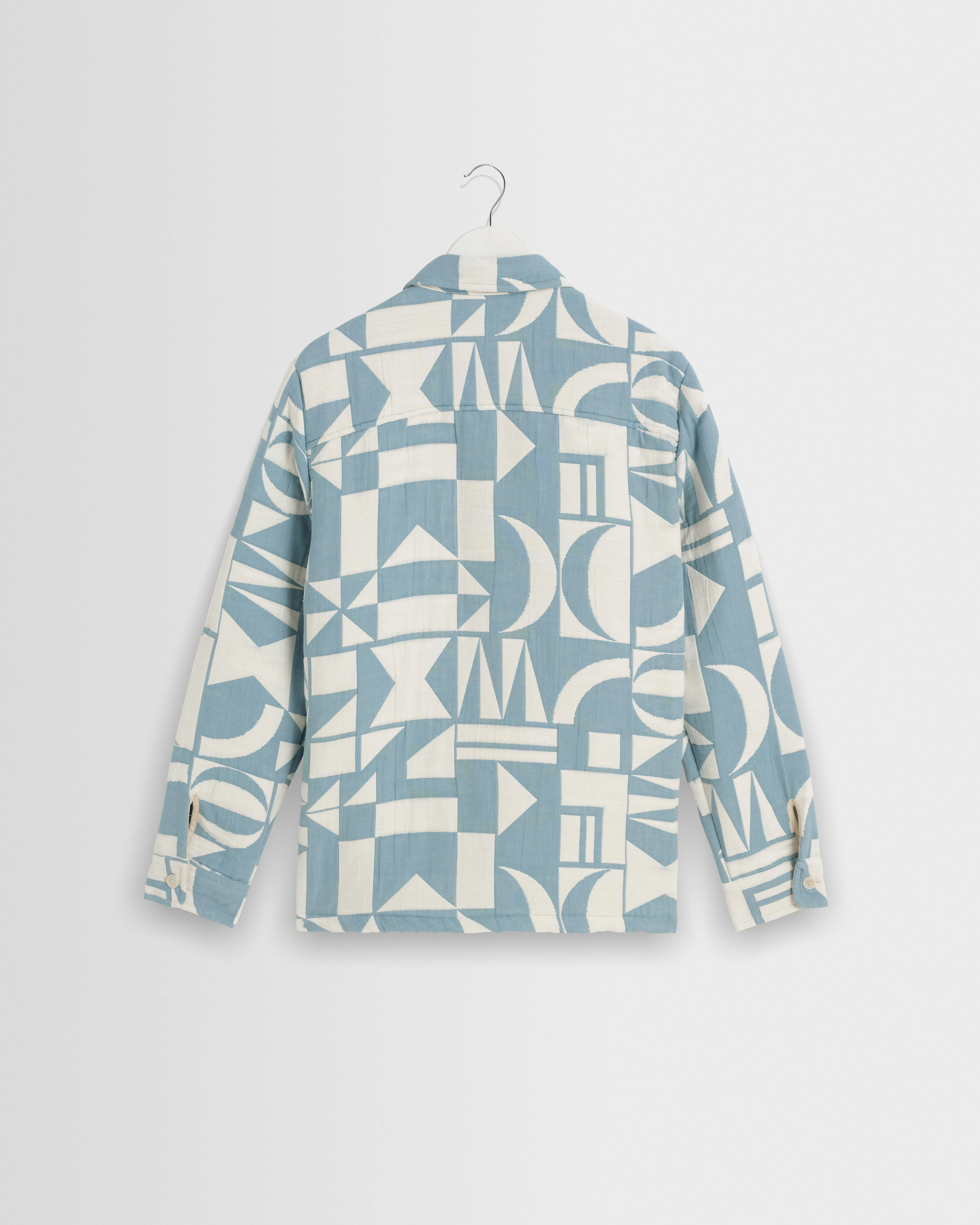 Otto - Light Blue And Ecru Quilted Jacquard Overshirt - Image 8