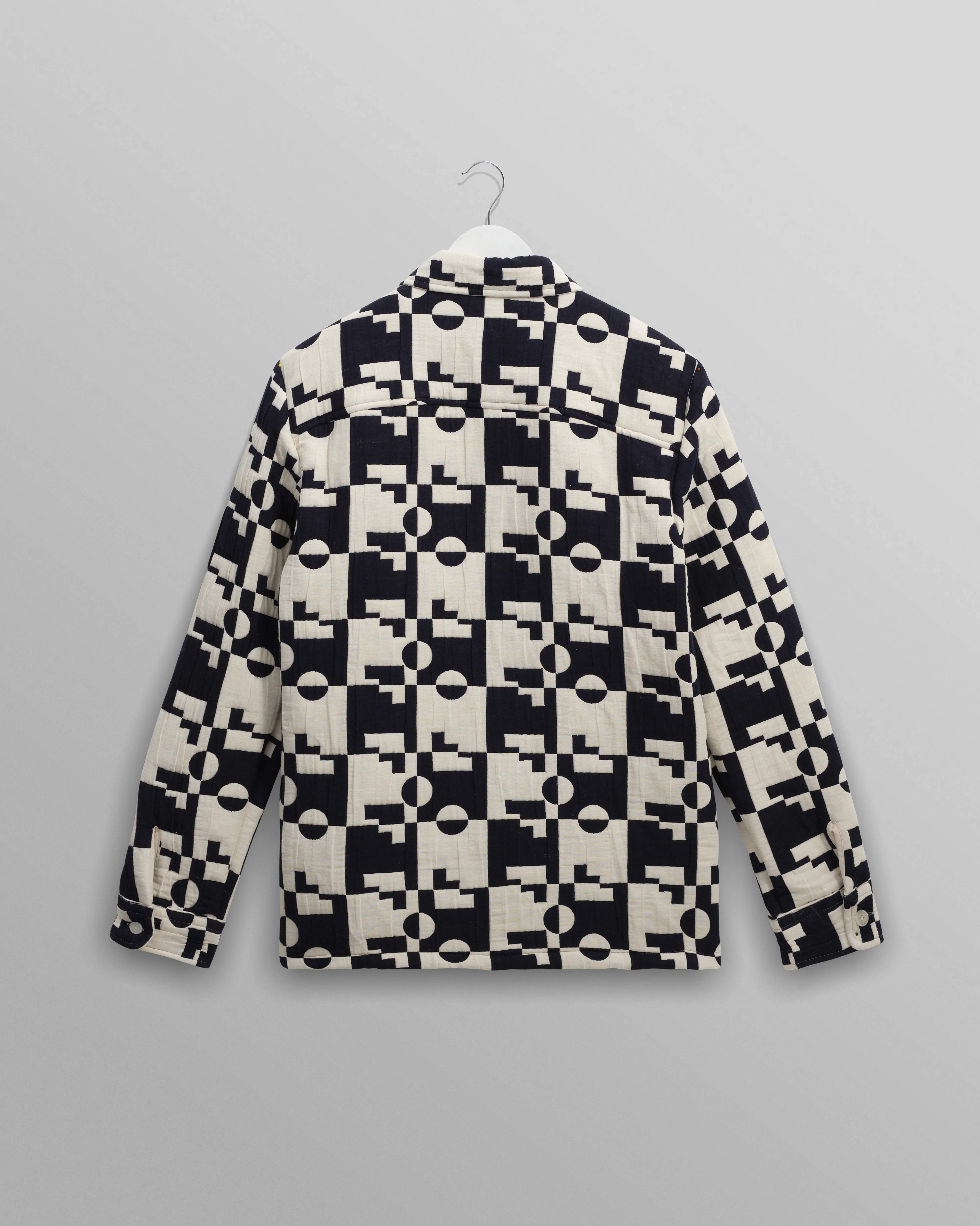 Otto - Navy And Ecru Jigsaw Jacquard Overshirt - Image 10