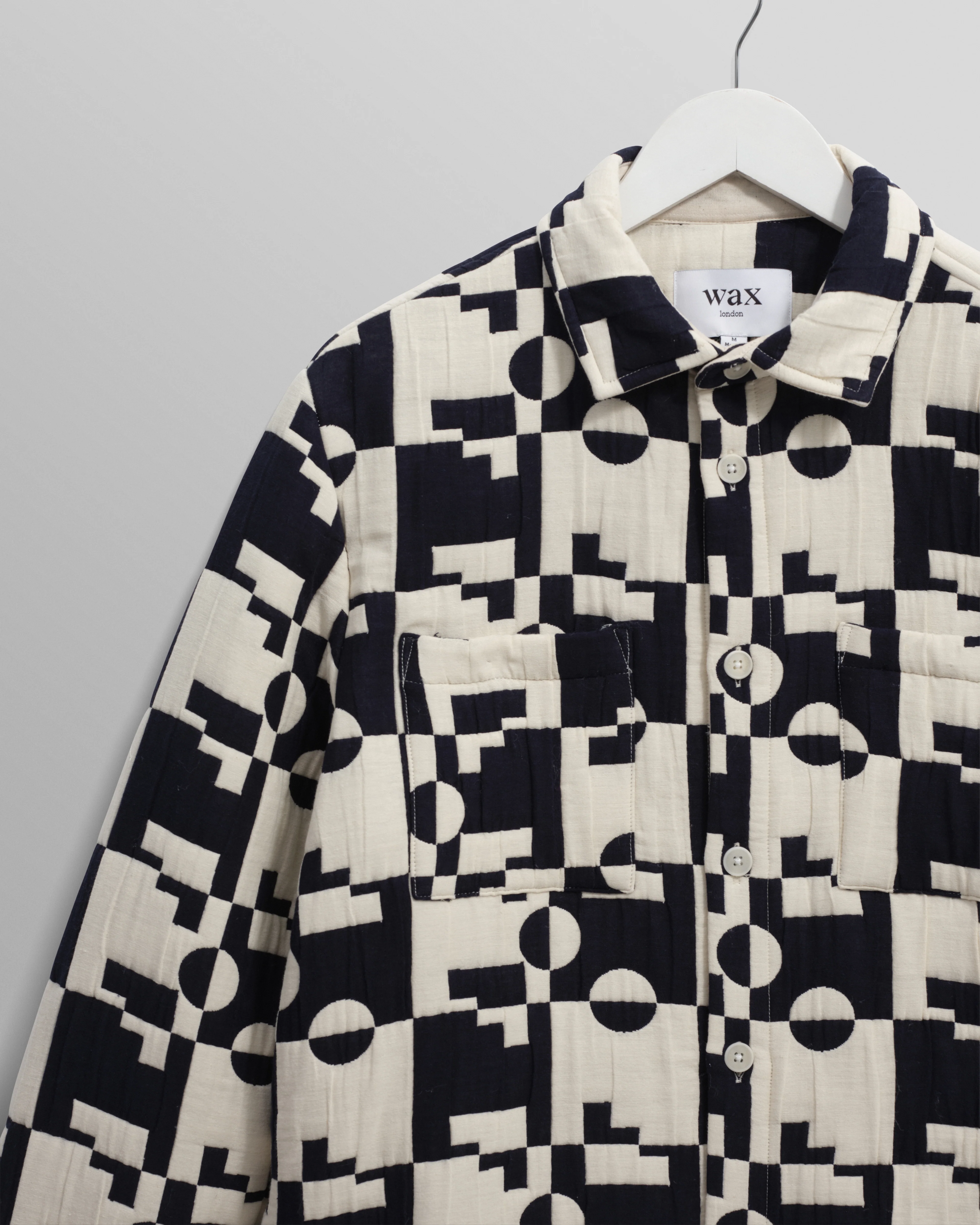Otto - Navy And Ecru Jigsaw Jacquard Overshirt - Image 9