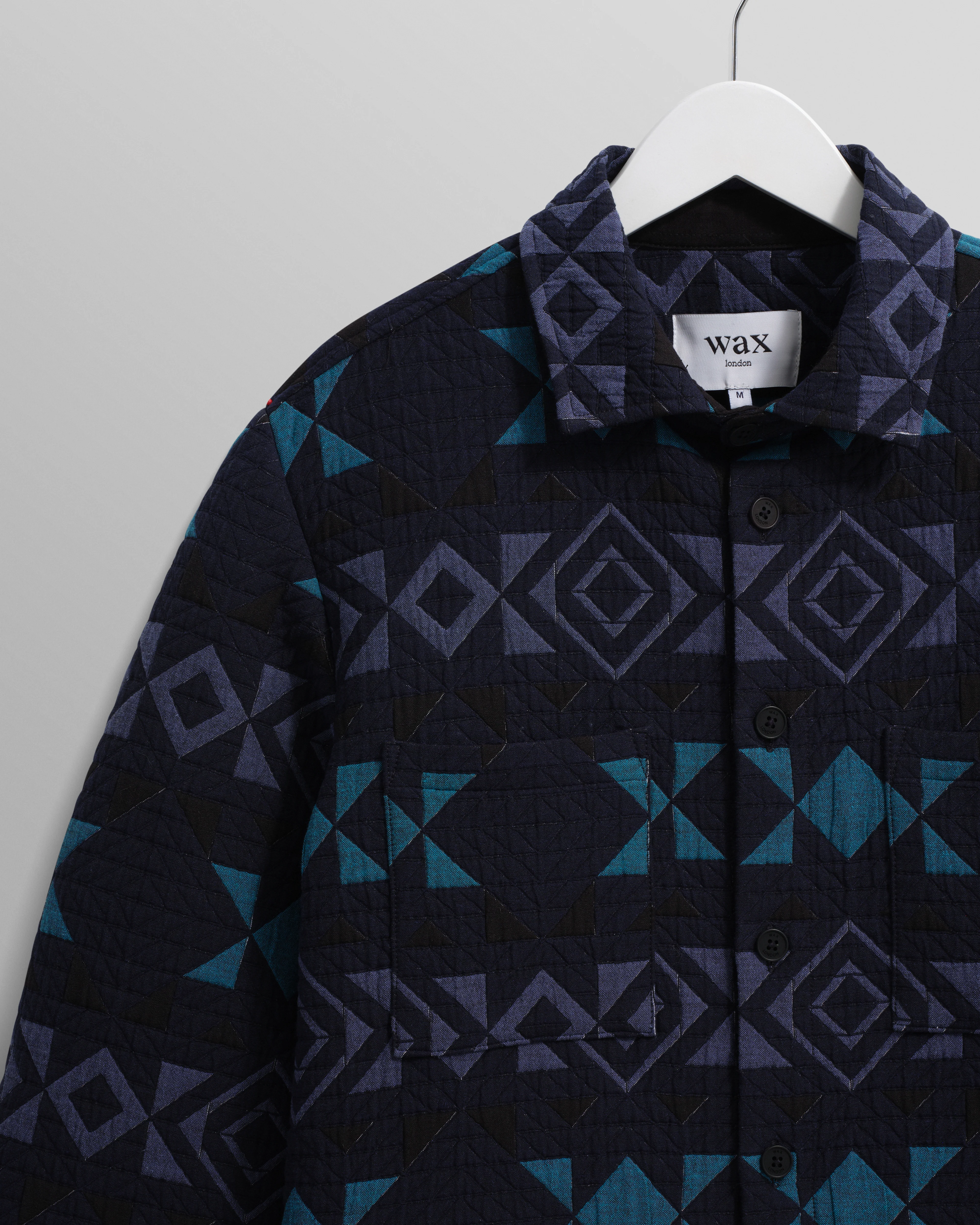 Otto - Navy And Teal Blanket Quilted Overshirt - Image 7
