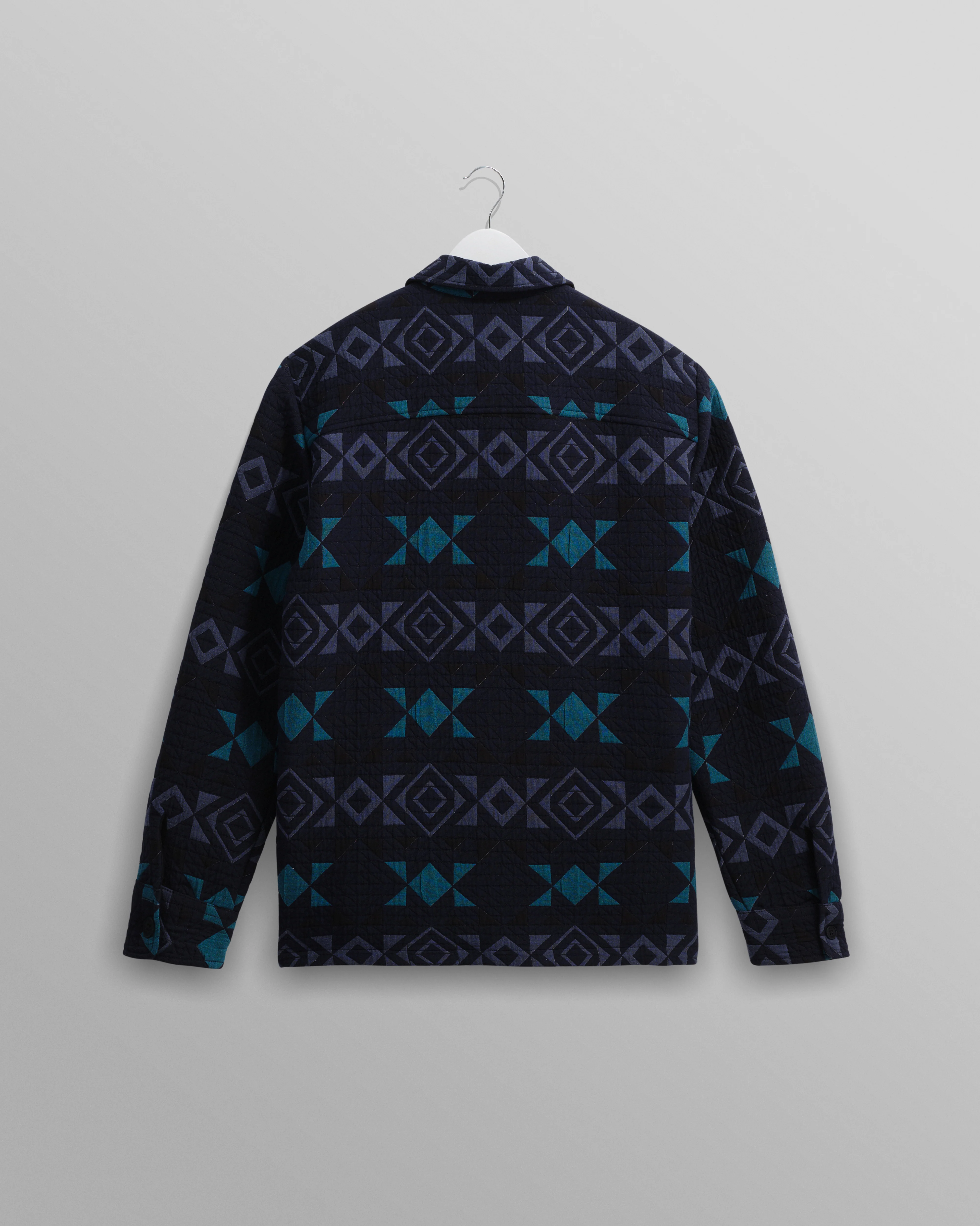 Otto - Navy And Teal Blanket Quilted Overshirt - Image 8