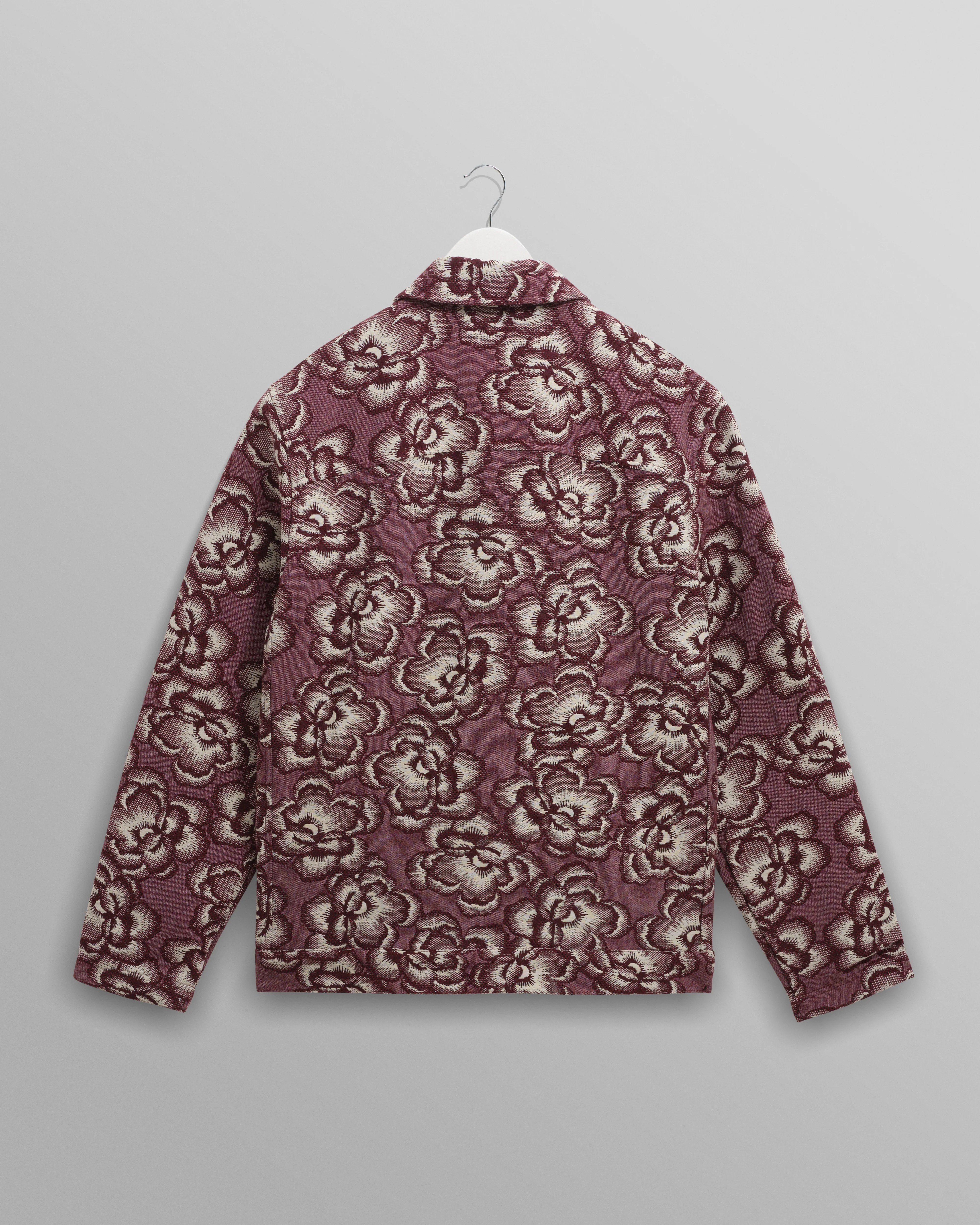 Park - Burgundy And Ecru Floral Jacquard Jacket - Image 8