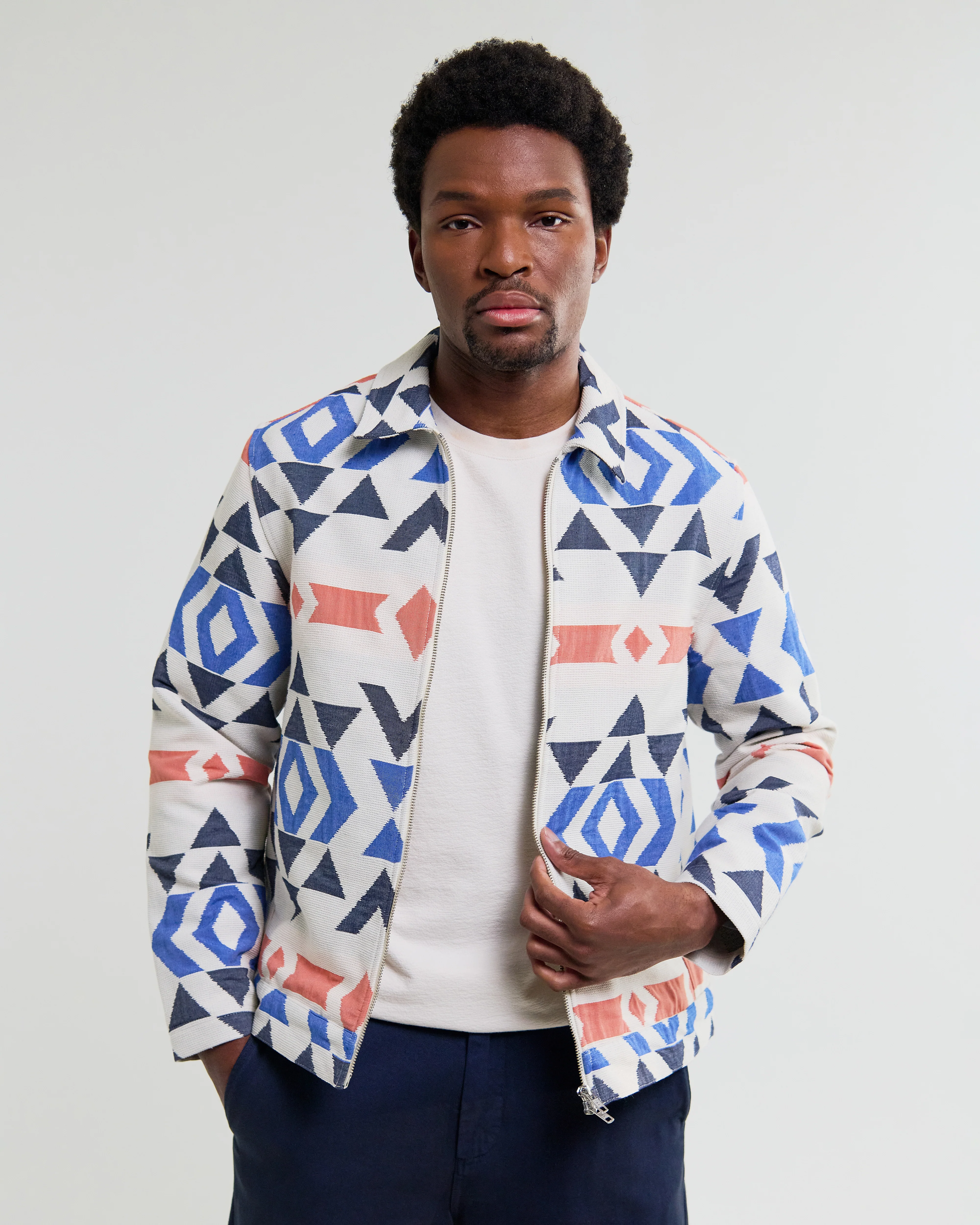Park - Ecru And Multicolour Aztec Jacquard Jacket - Image 4