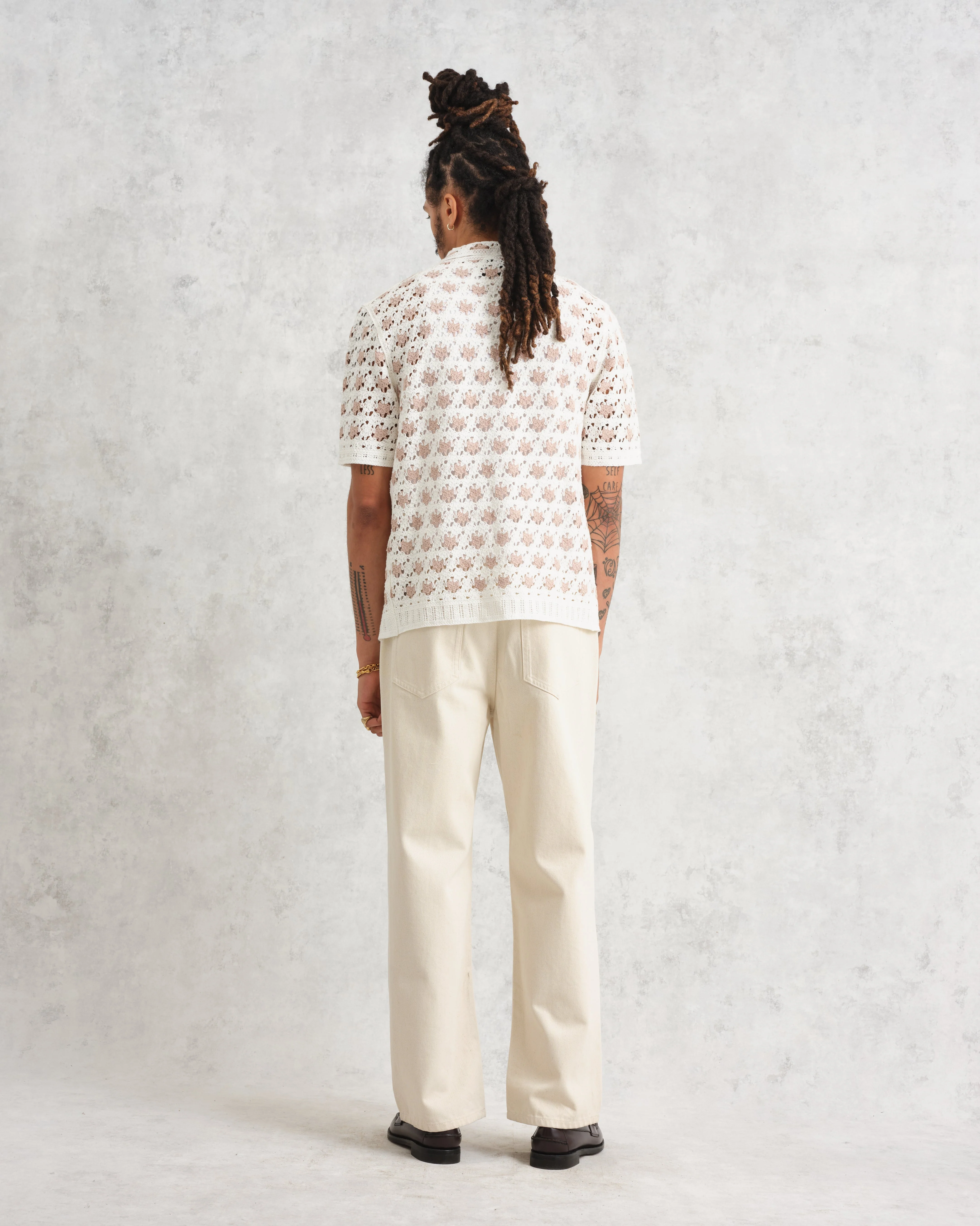 Porto - Ecru Splash Crochet Shirt - Image 7