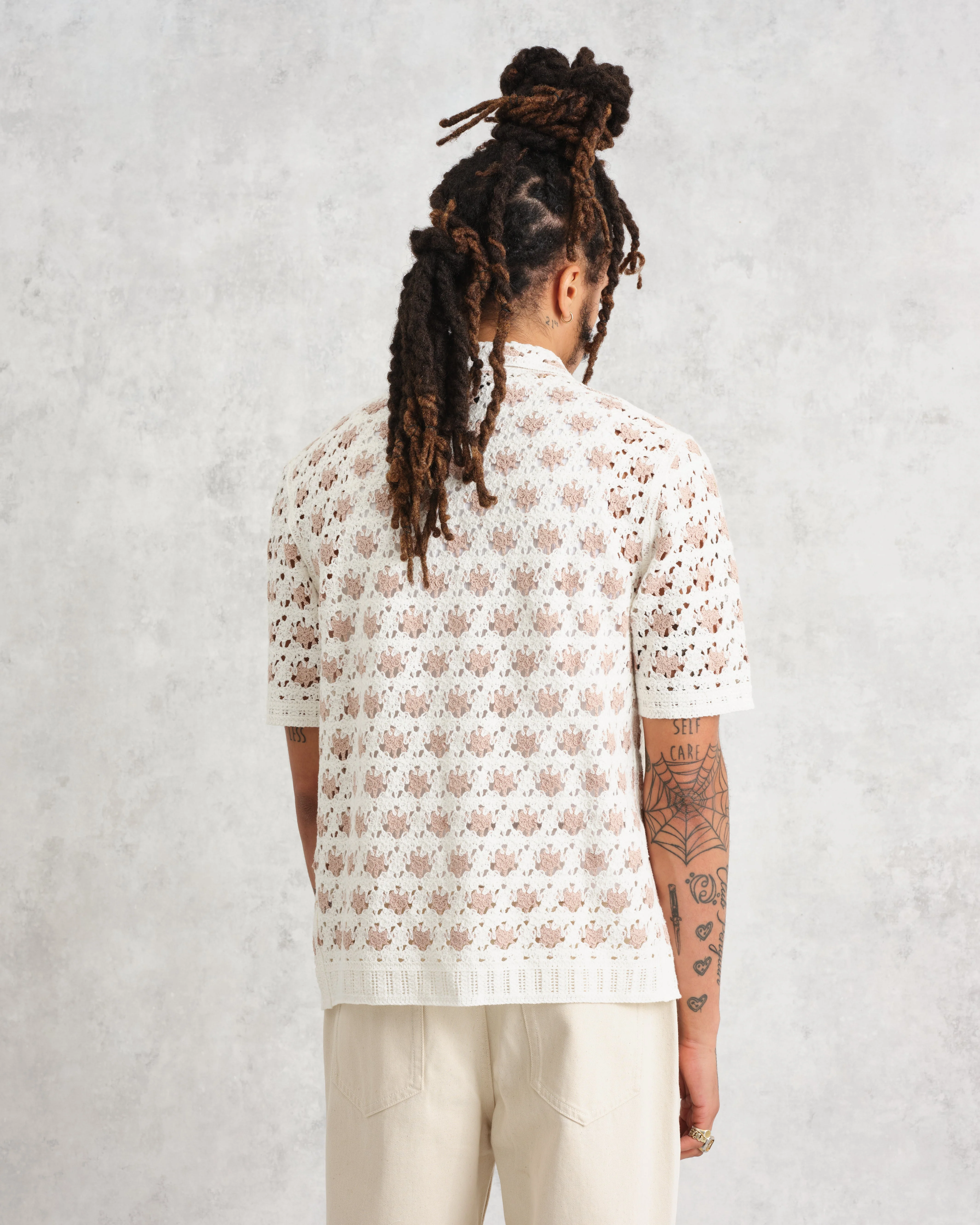 Porto - Ecru Splash Crochet Shirt - Image 8