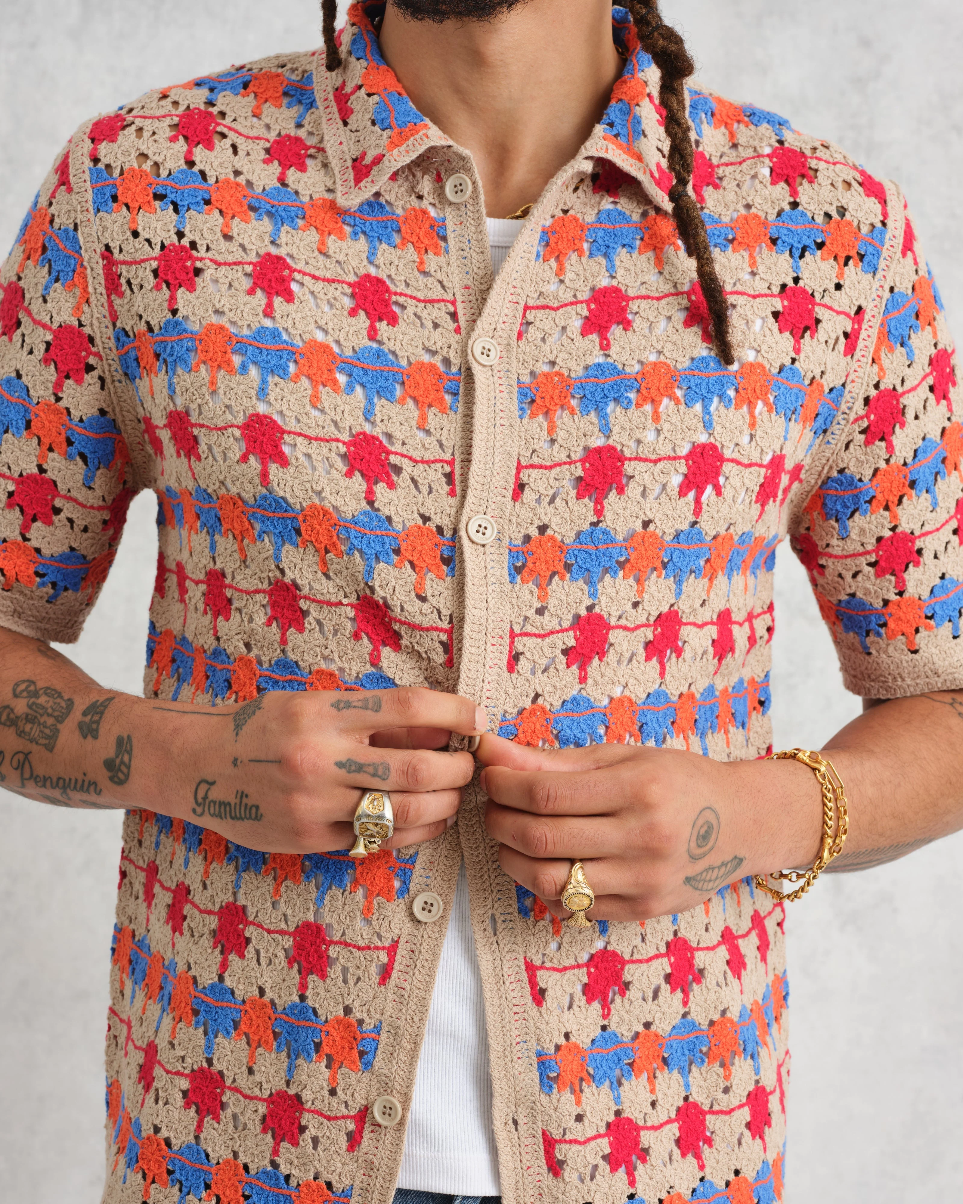 Porto - Multicolour Splash Crochet Shirt - Image 3