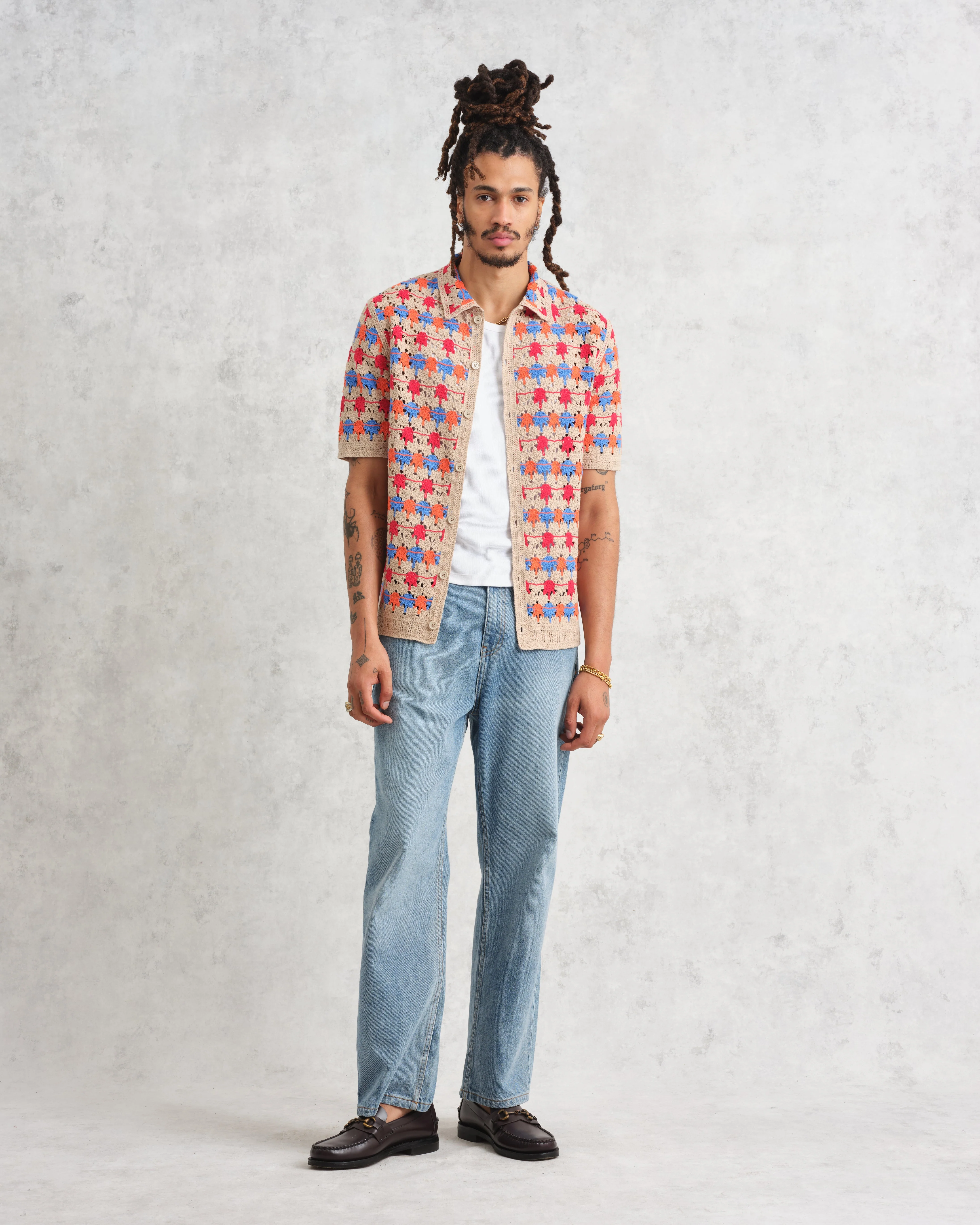 Porto - Multicolour Splash Crochet Shirt - Image 4