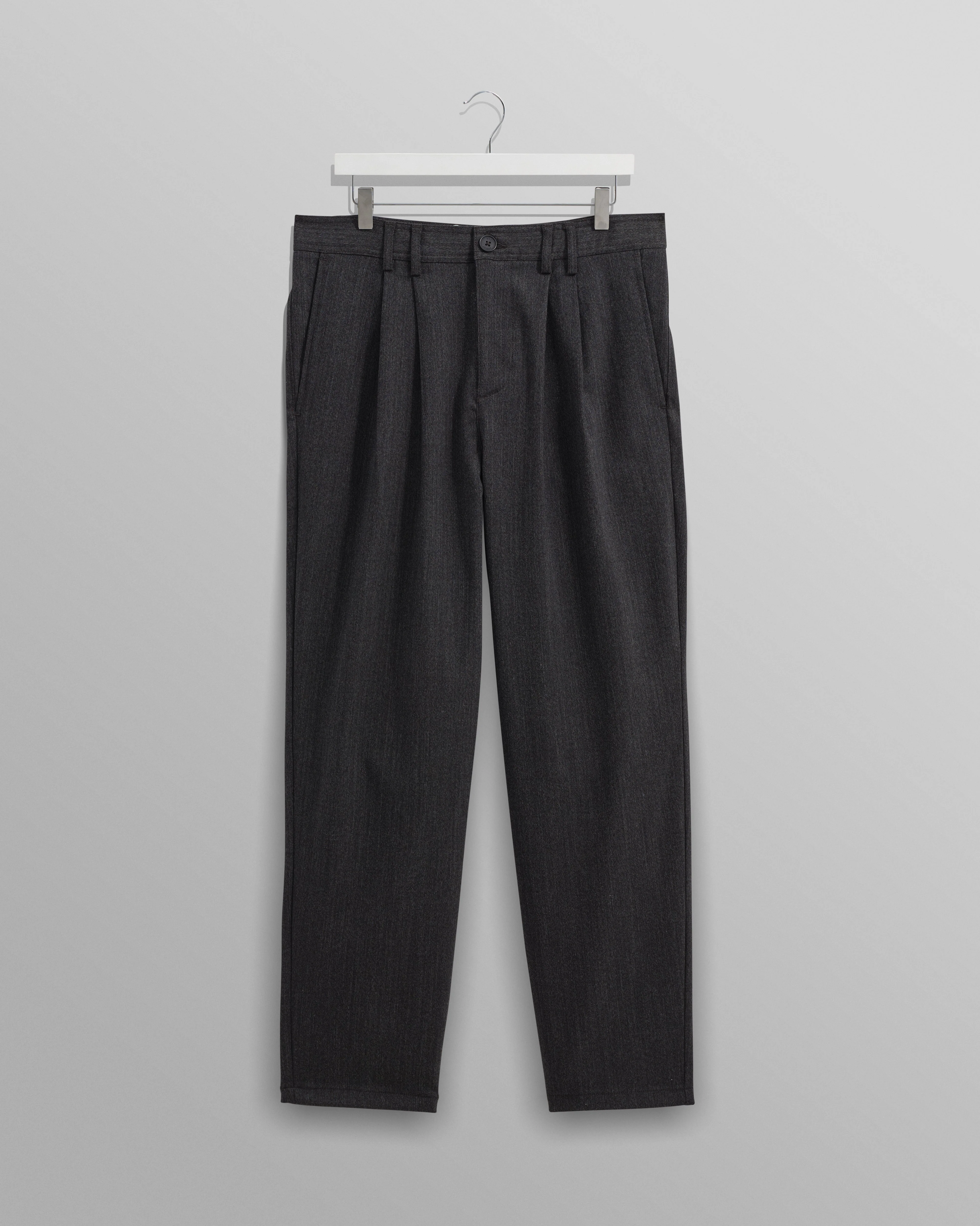 Raleigh - Charcoal Herringbone Pleated Trousers