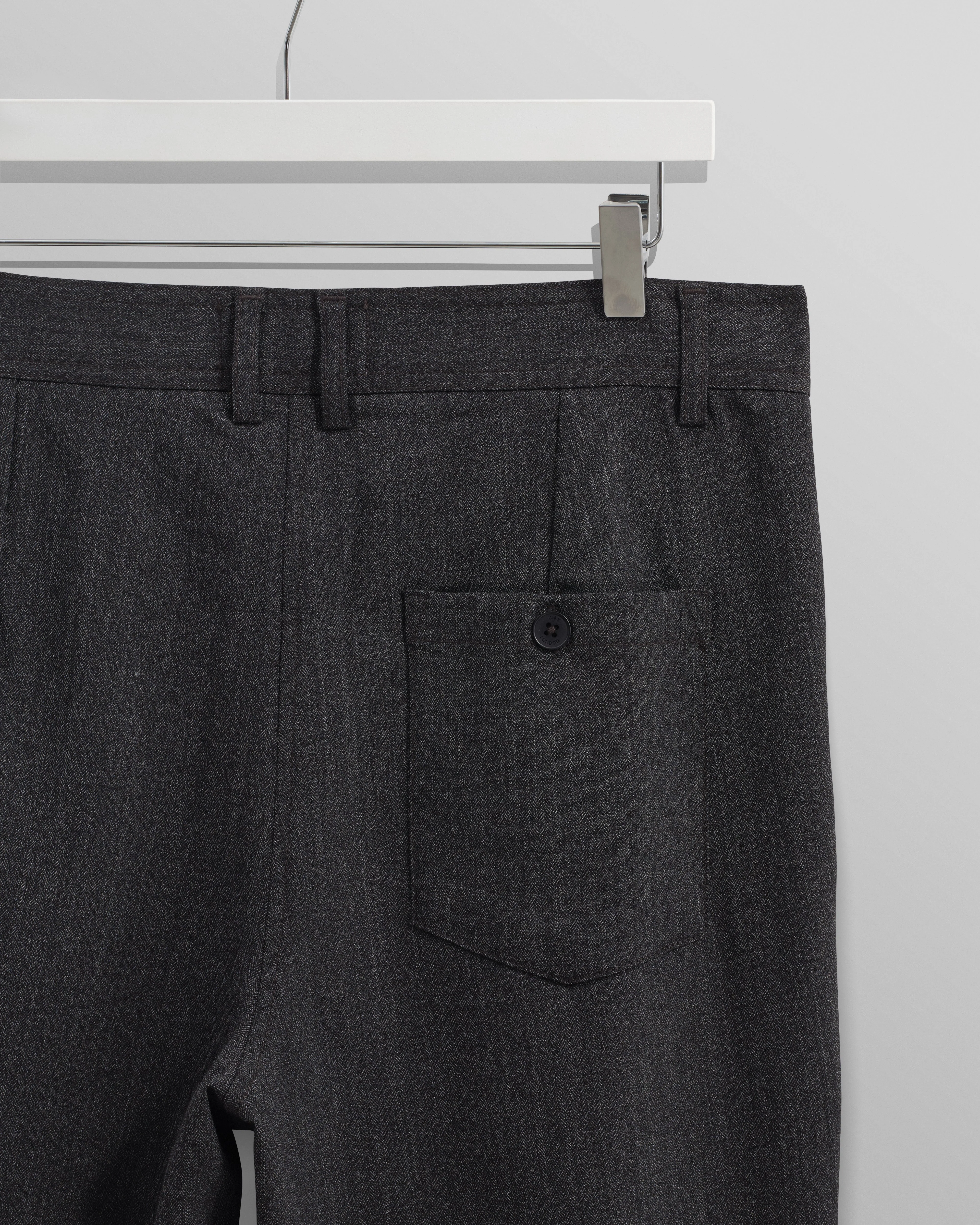 Raleigh - Charcoal Herringbone Pleated Trousers - Image 10