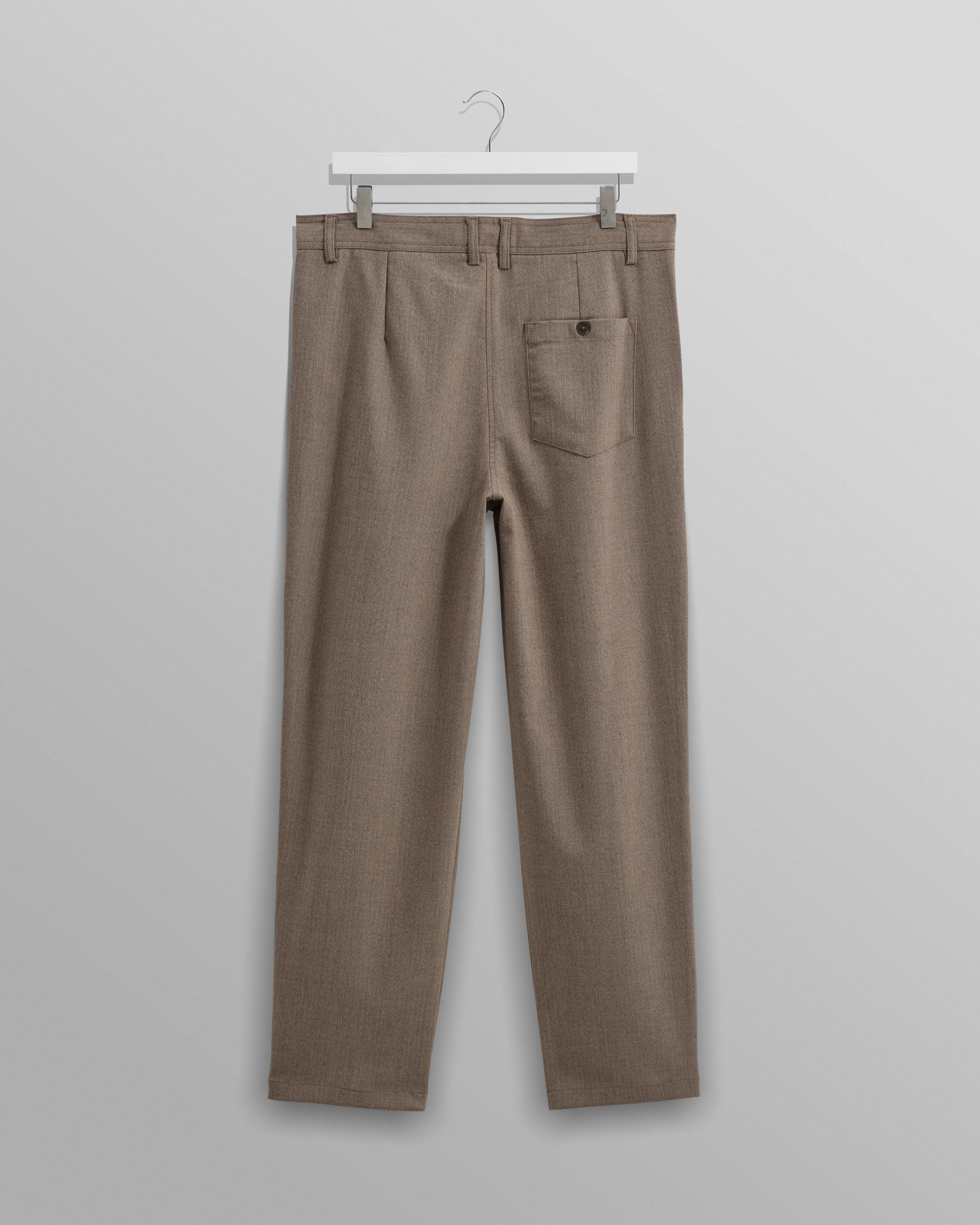 Raleigh - Light Brown Herringbone Pleated Trousers - Image 9