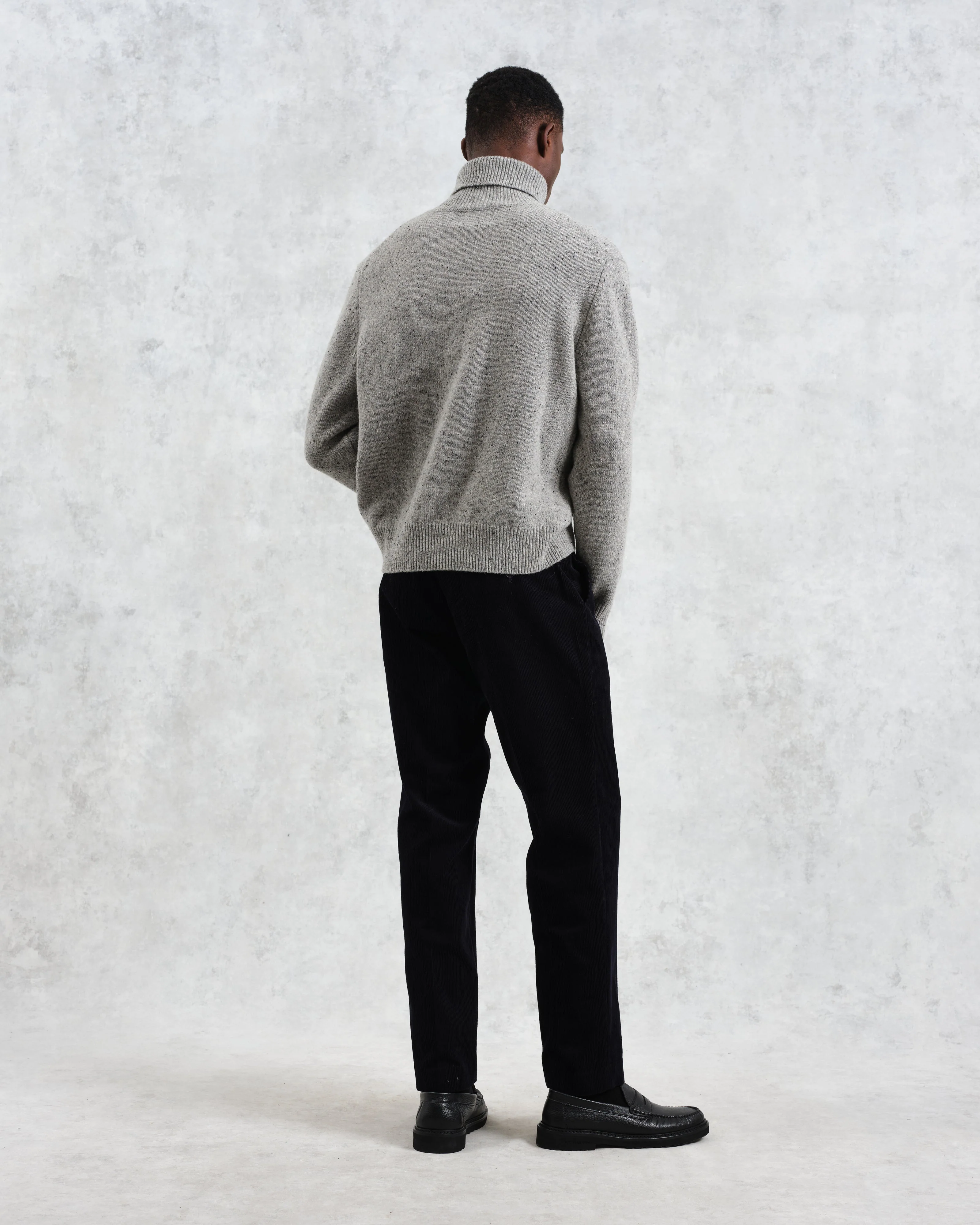 Ridgeway - Grey Donegal Roll Neck Jumper - Image 4
