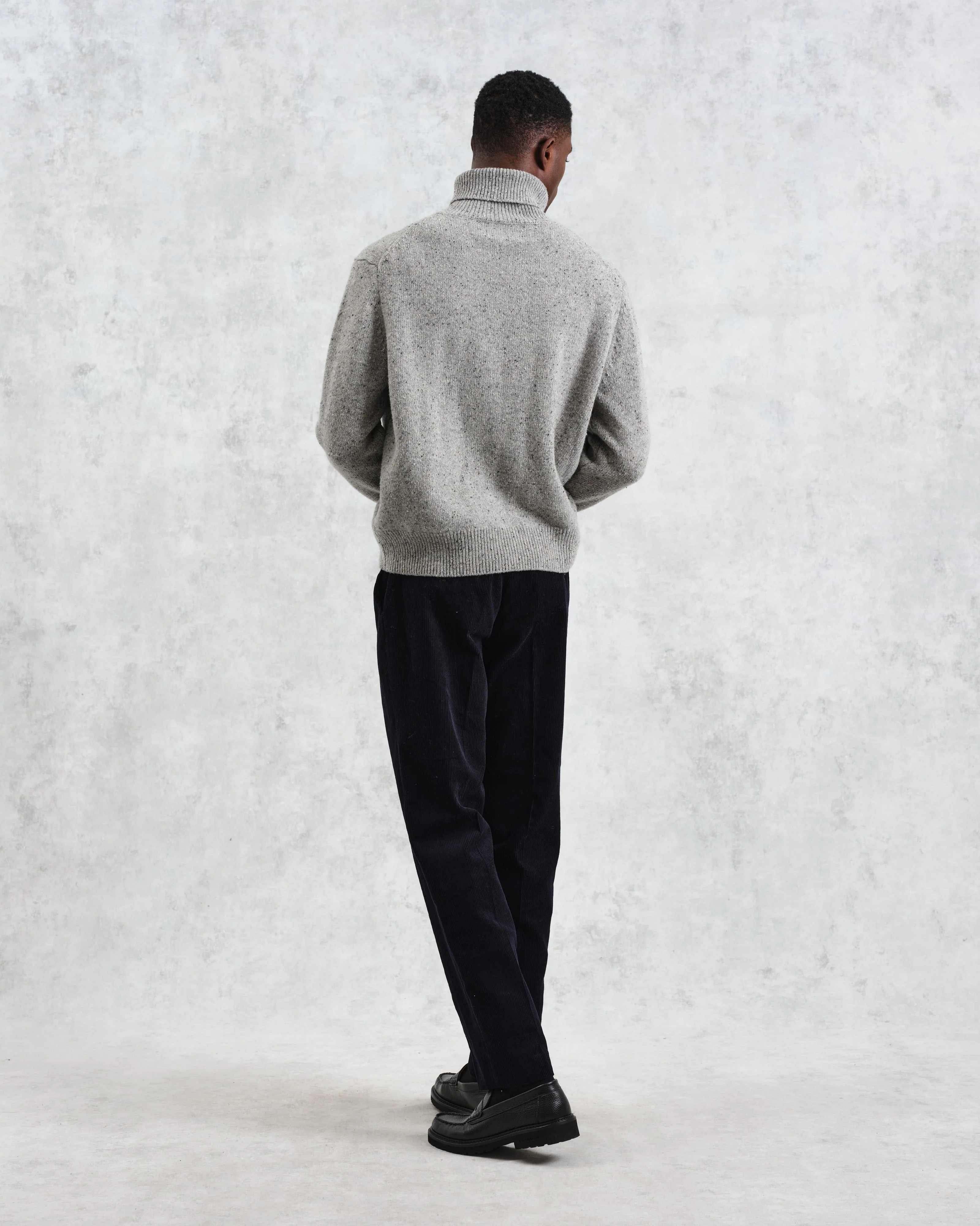 Ridgeway - Grey Donegal Roll Neck Jumper - Image 5