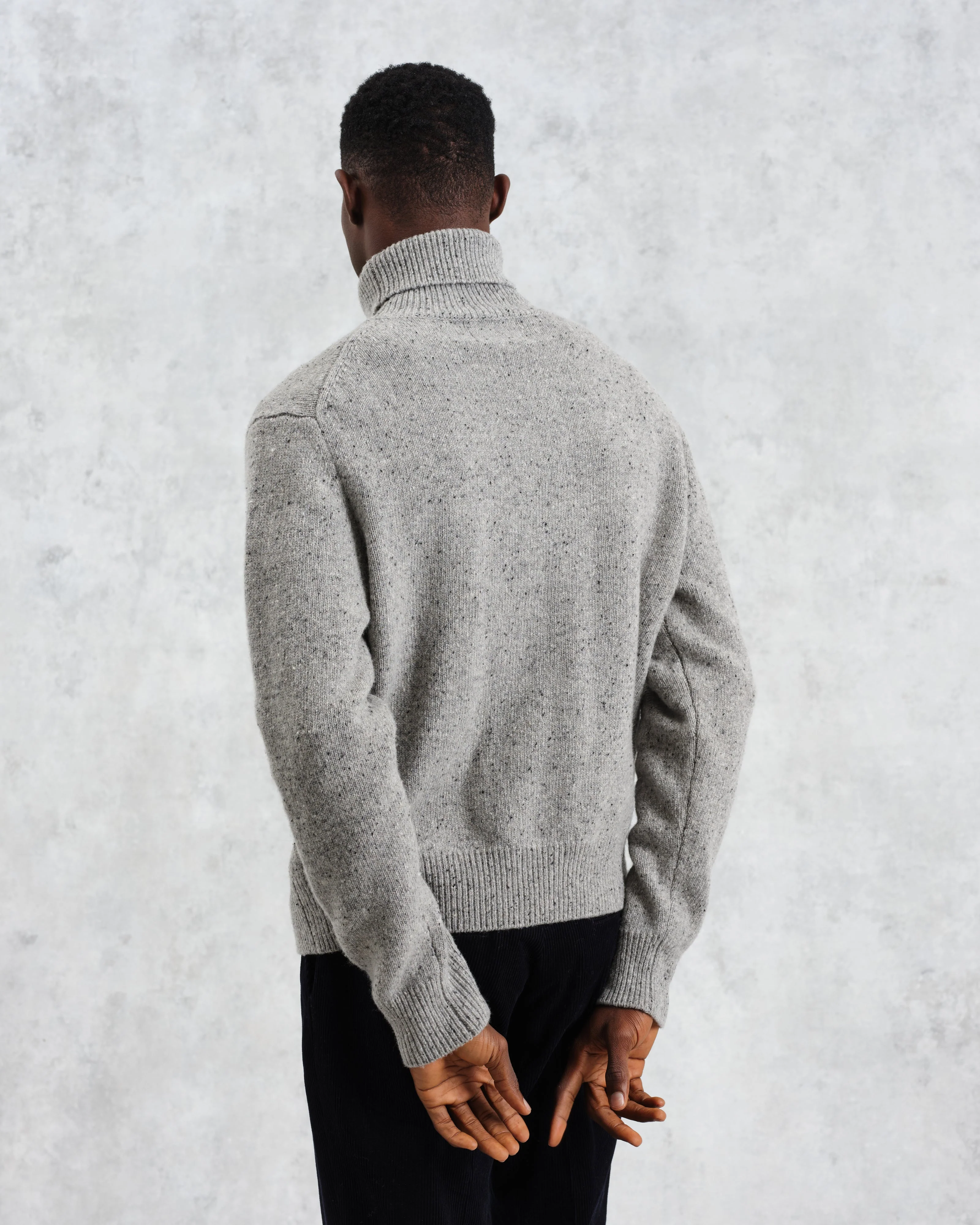 Ridgeway - Grey Donegal Roll Neck Jumper - Image 6