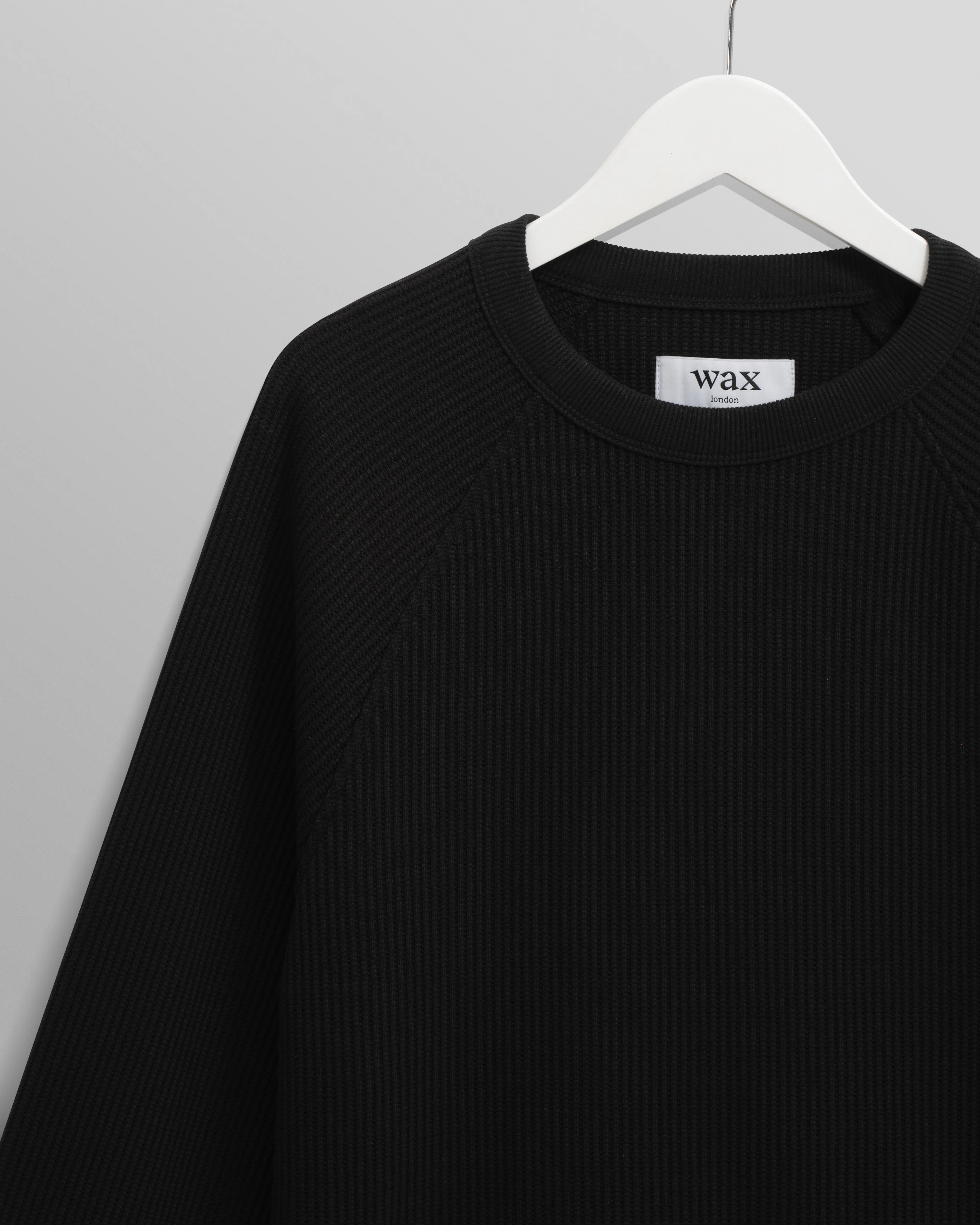 Riley - Black Structured Waffle Crewneck Jumper - Image 7