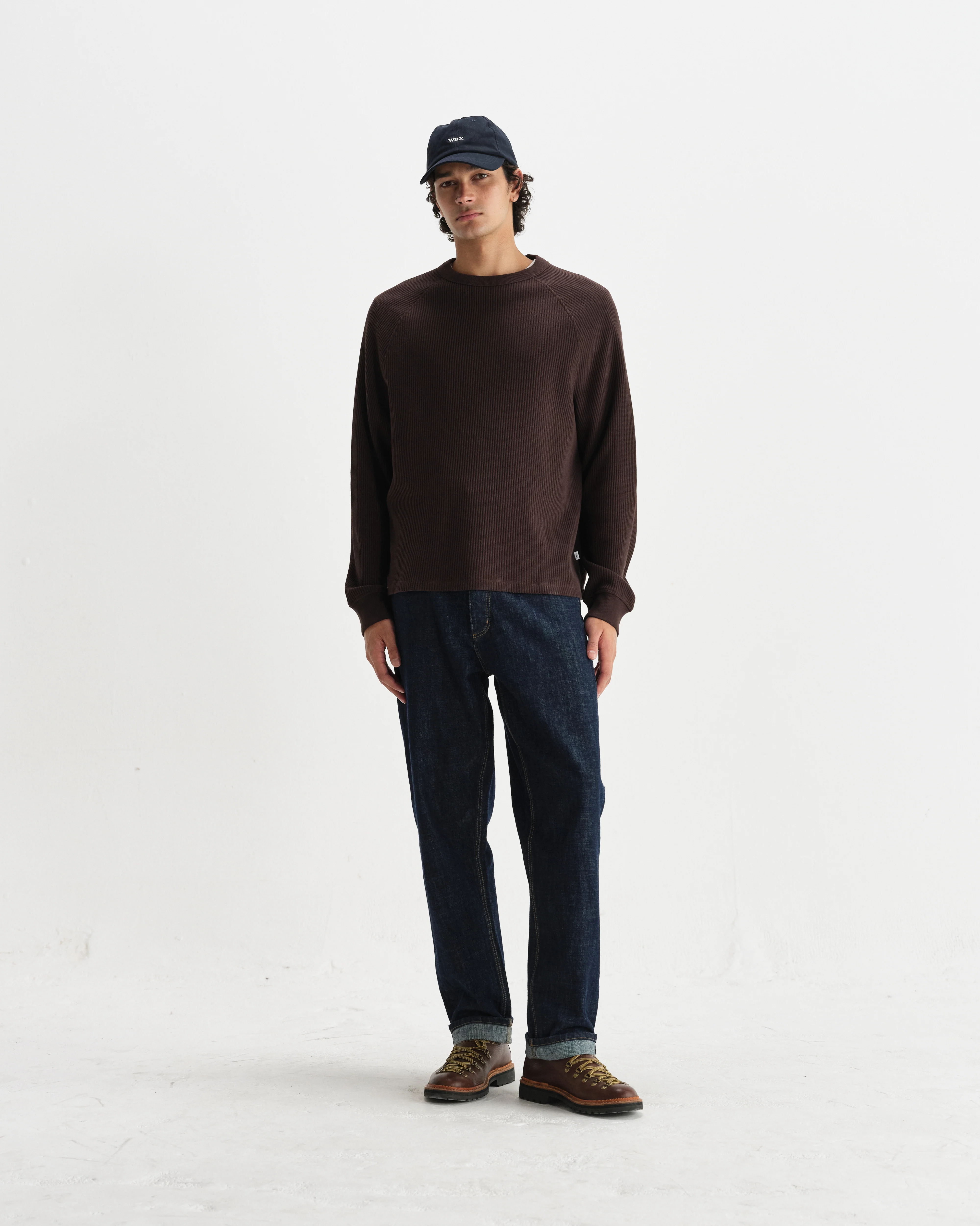 Riley - Dark Brown Structured Waffle Crewneck Jumper - Image 4