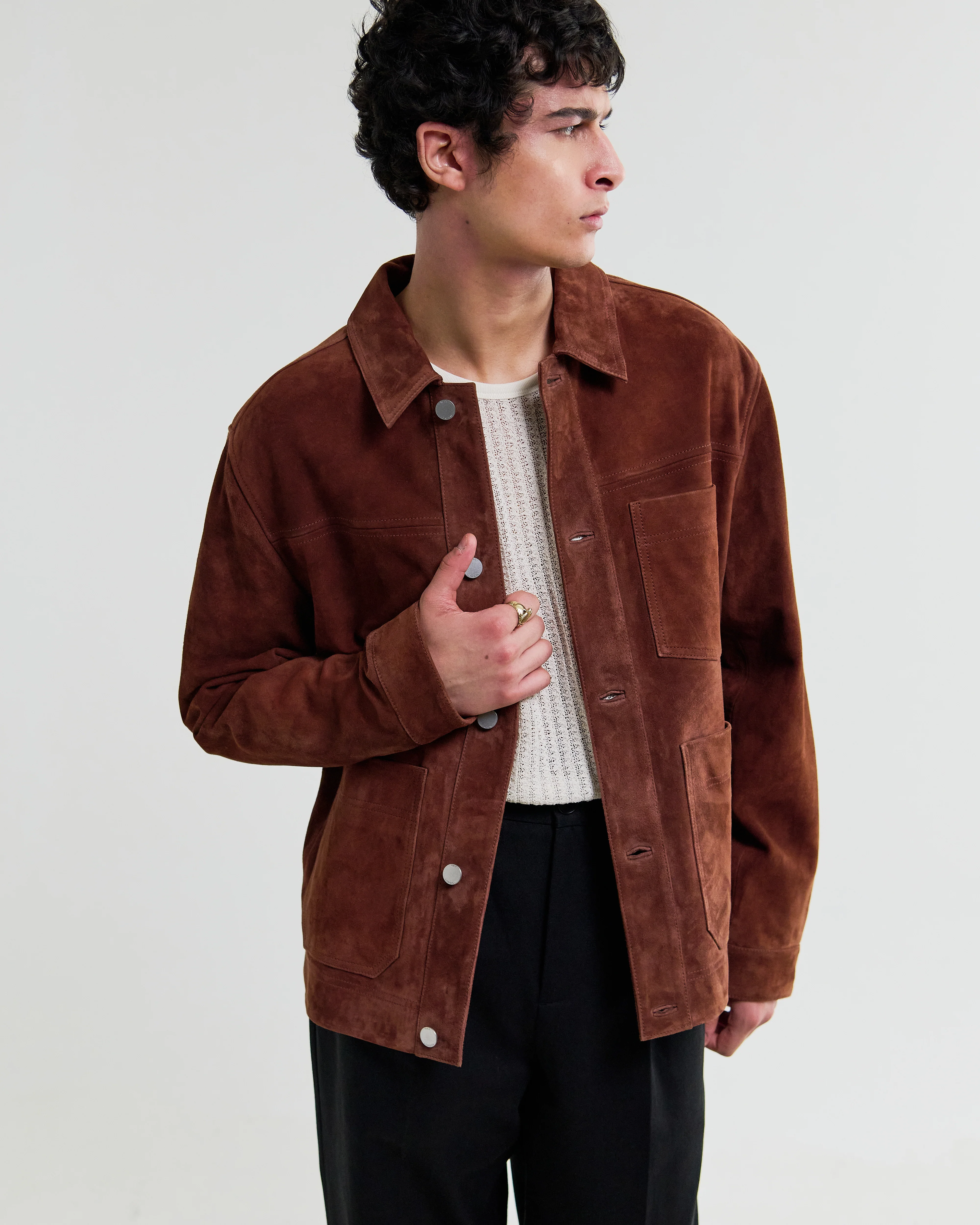 Robin - Brown Suede Chore Jacket - Image 2