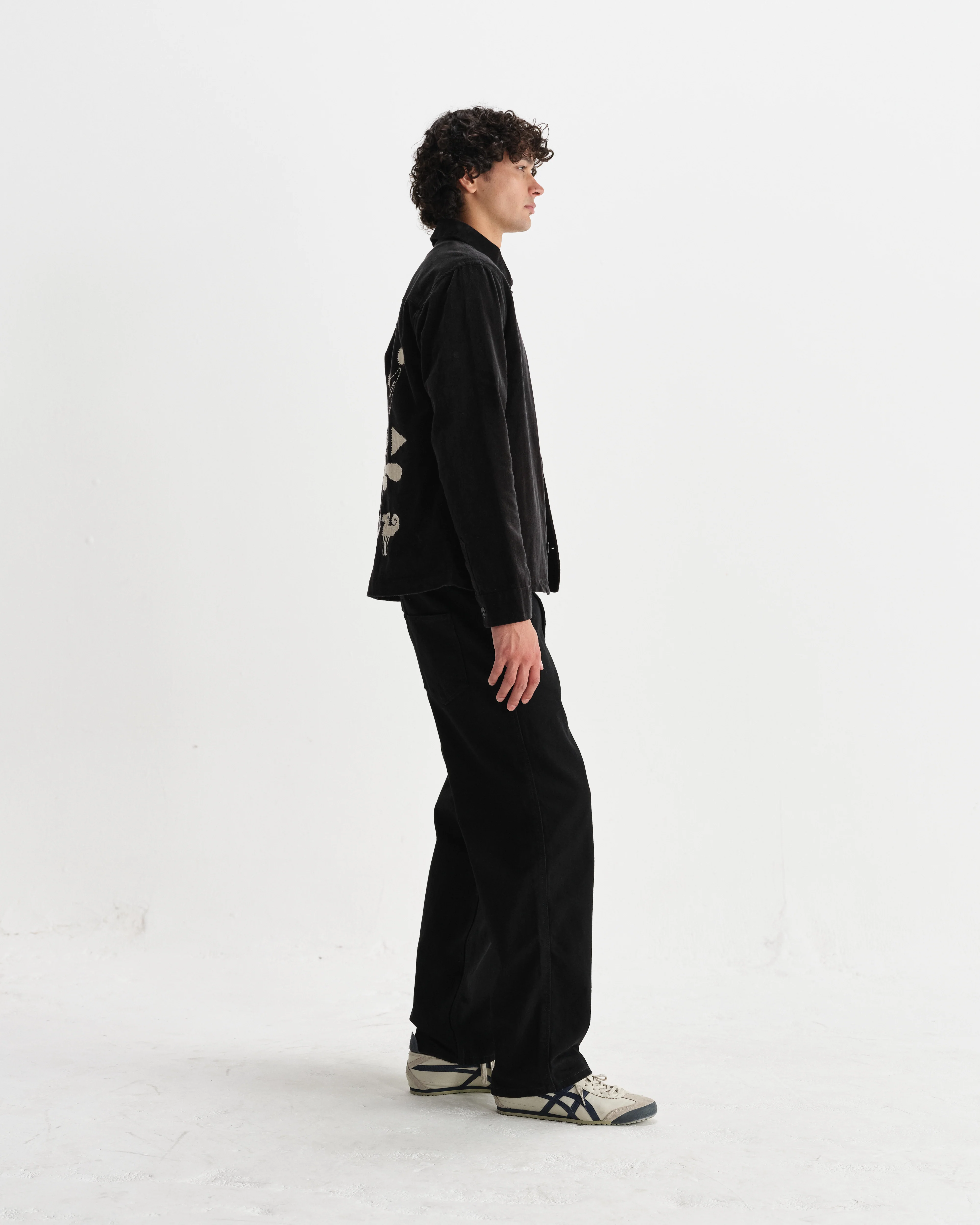 Rockley - Black And Ecru Applique Velvet Overshirt - Image 5