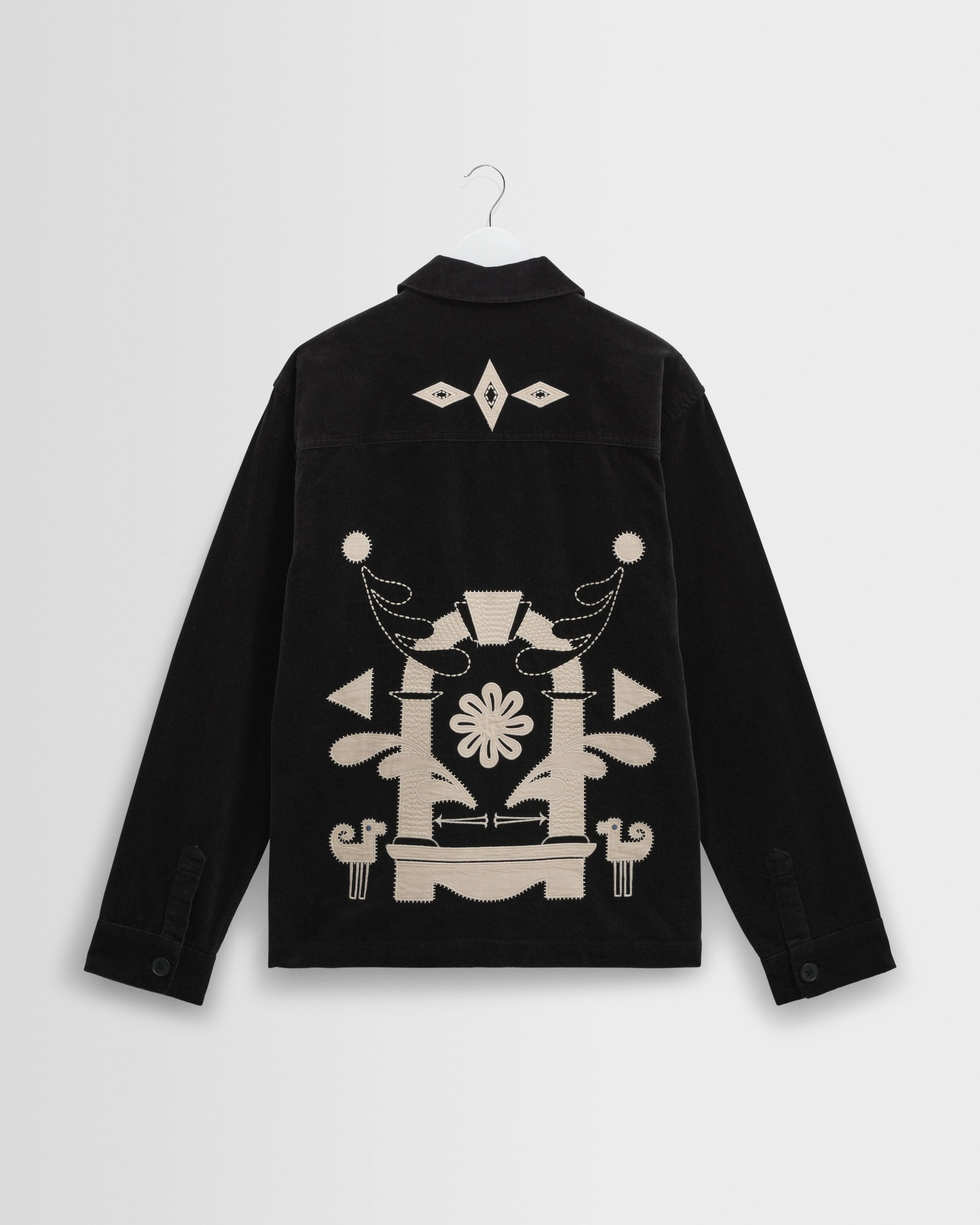 Rockley - Black And Ecru Applique Velvet Overshirt - Image 8