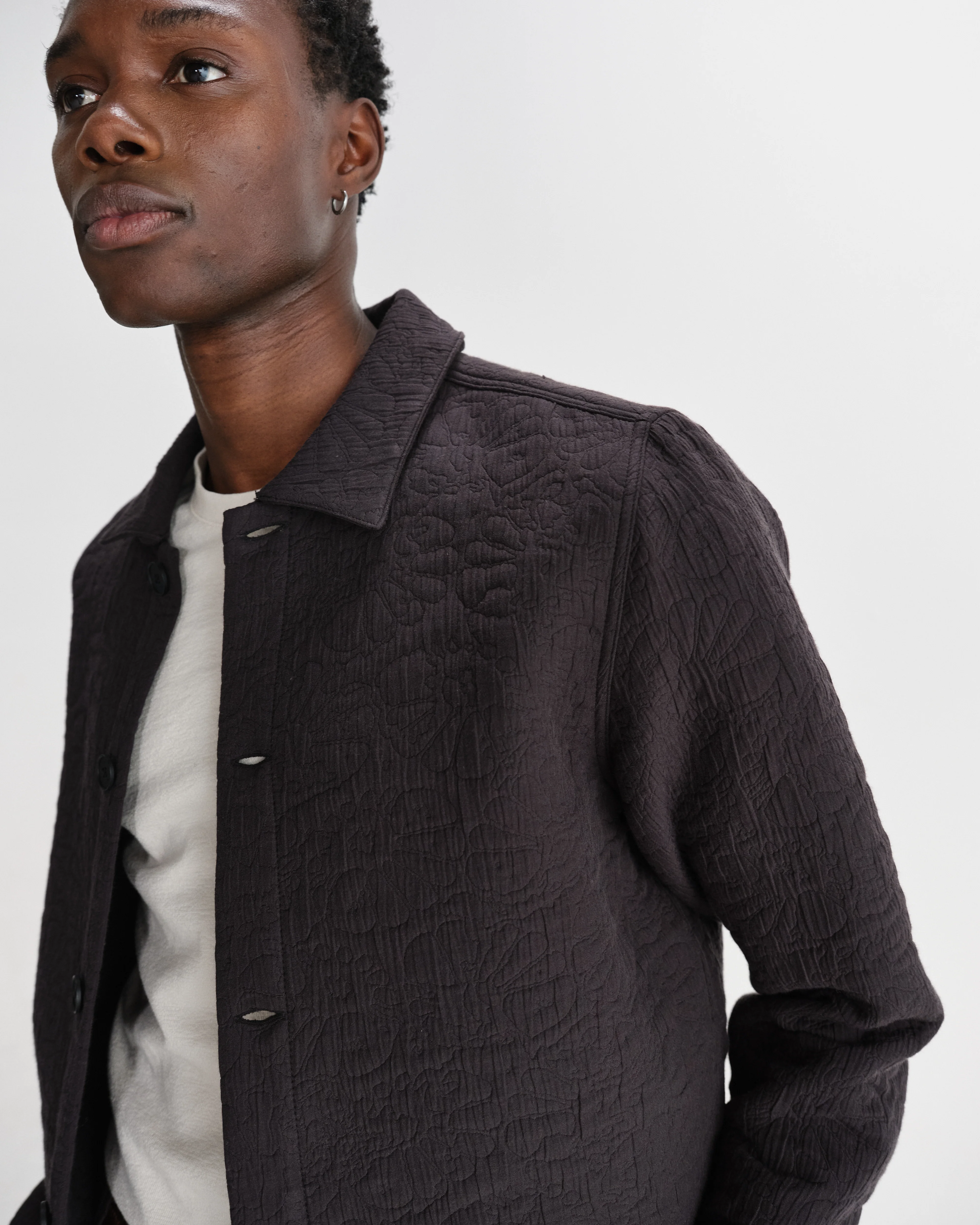 Rockley - Black Floral Quilted Cotton Overshirt - Image 3