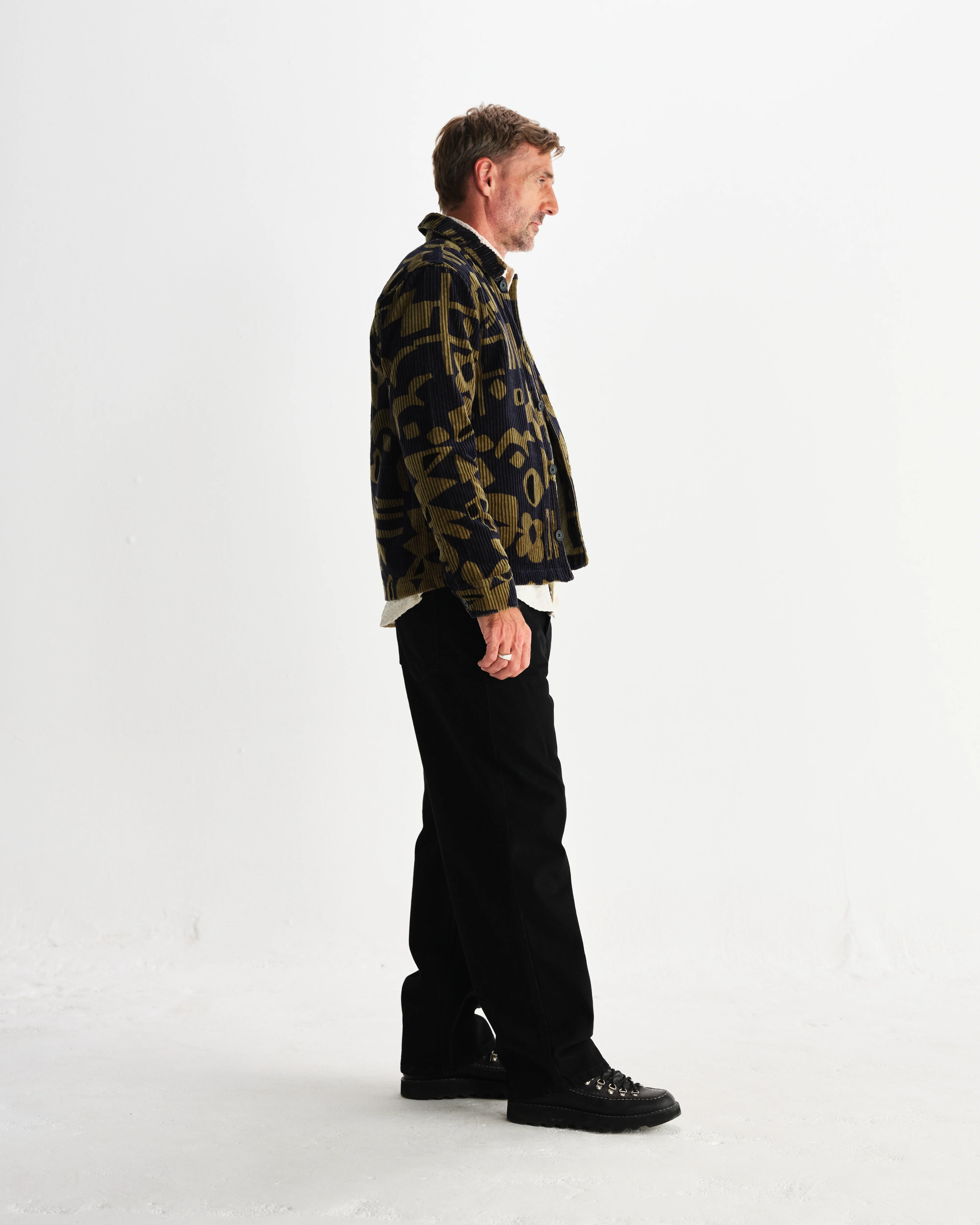 Rockley - Navy And Khaki Shapes Jumbo Corduroy Overshirt - Image 5