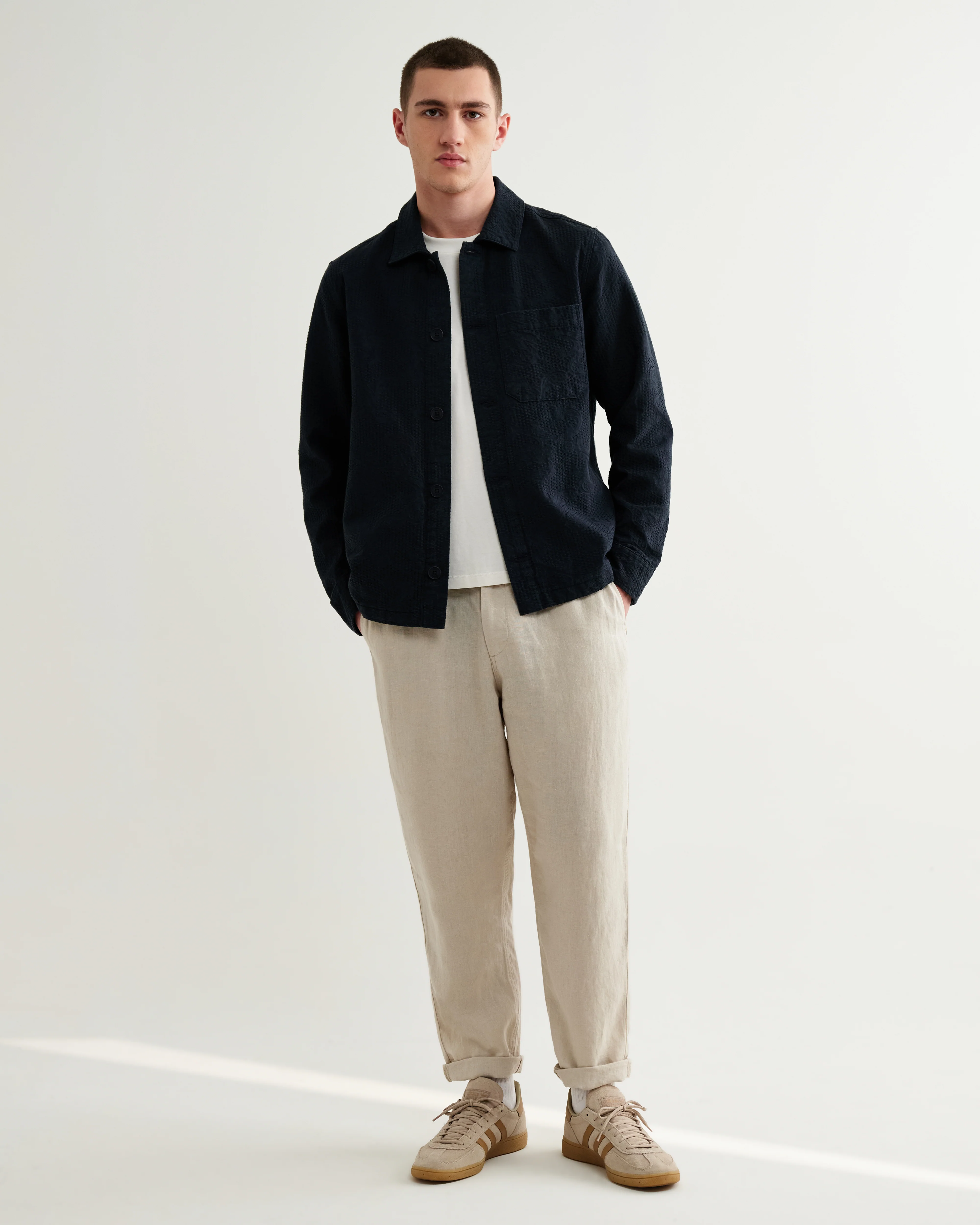 Rockley - Navy Honeycomb Jacquard Overshirt - Image 5
