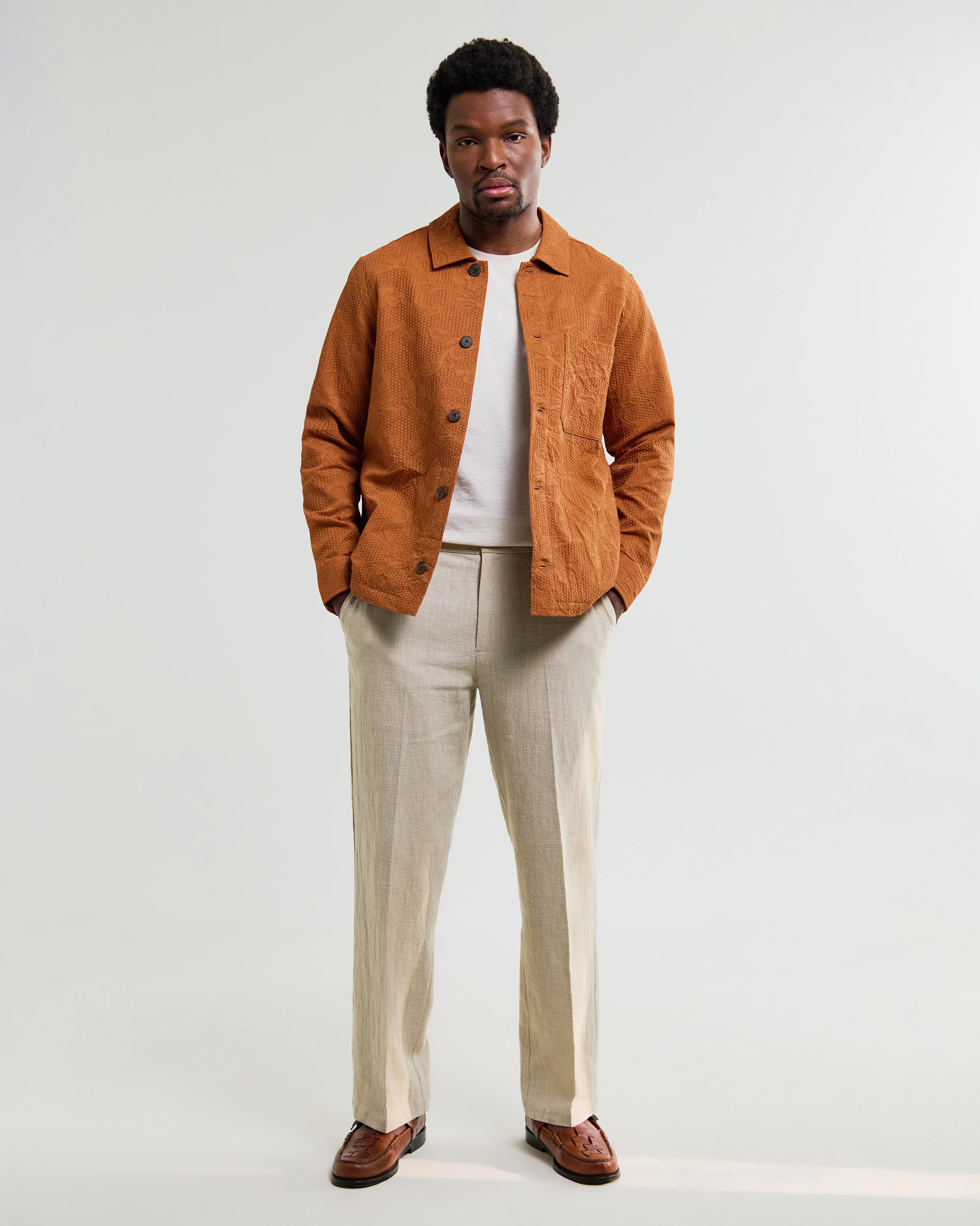 Rockley - Rust Honeycomb Jacquard Overshirt - Image 5