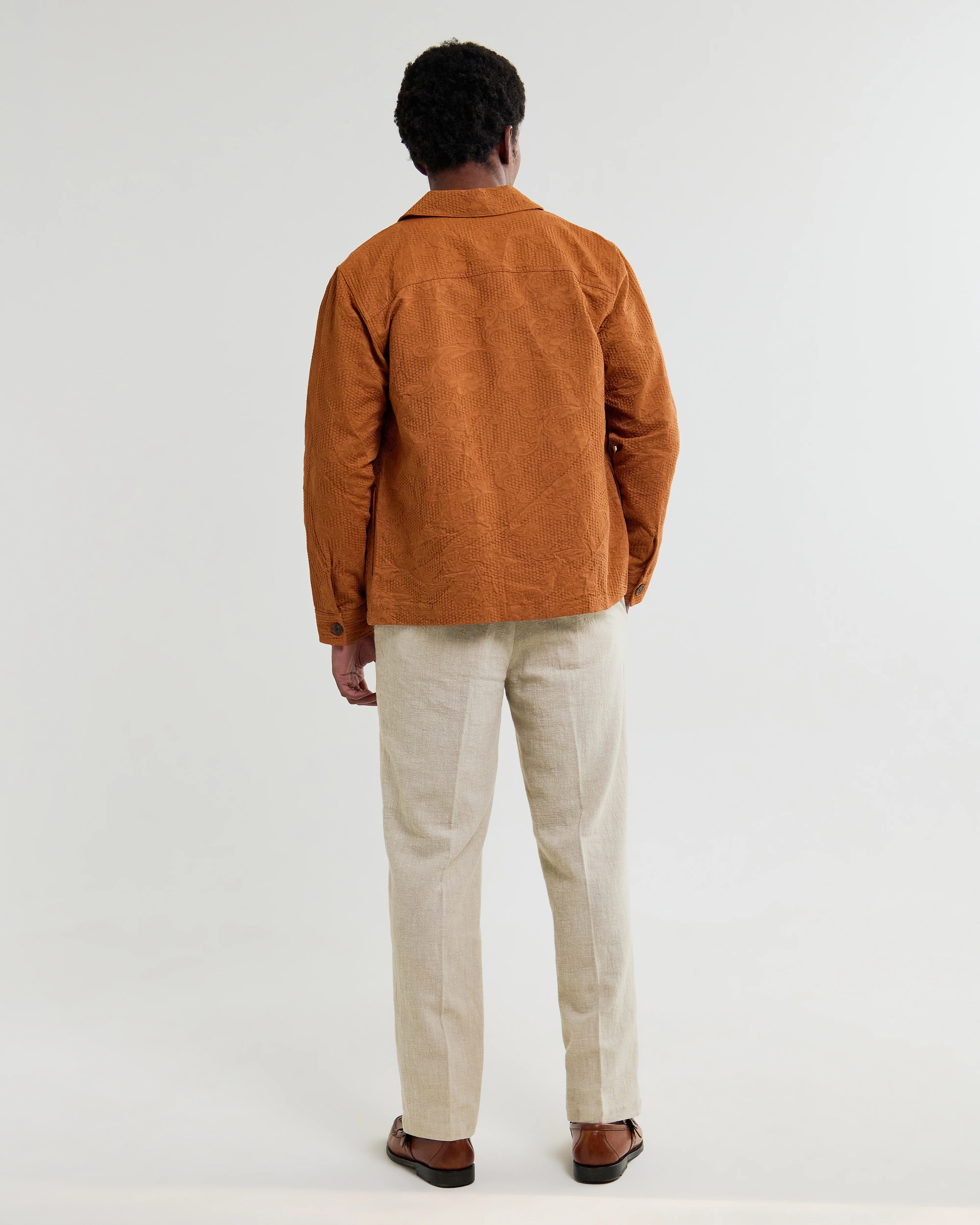 Rockley - Rust Honeycomb Jacquard Overshirt - Image 7